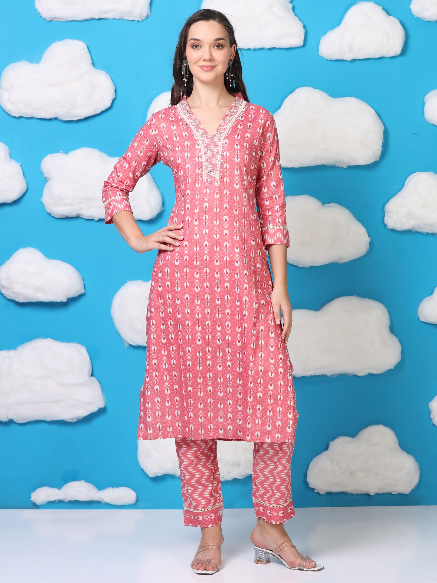 Pink Parade – Handworked Printed 3-Piece Set (2DF-2-C16)