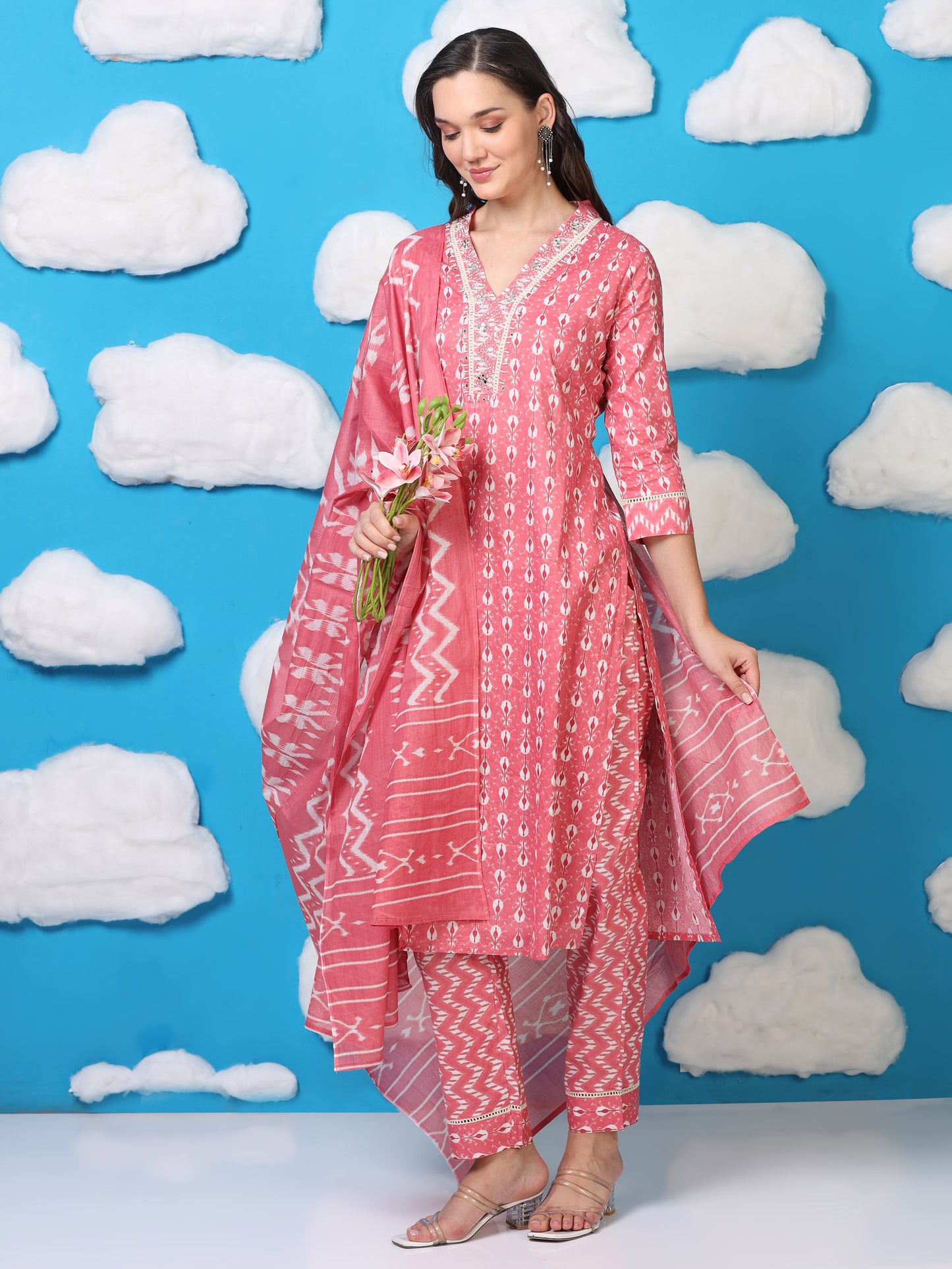 Pink Parade – Handworked Printed 3-Piece Set (2DF-2-C16)