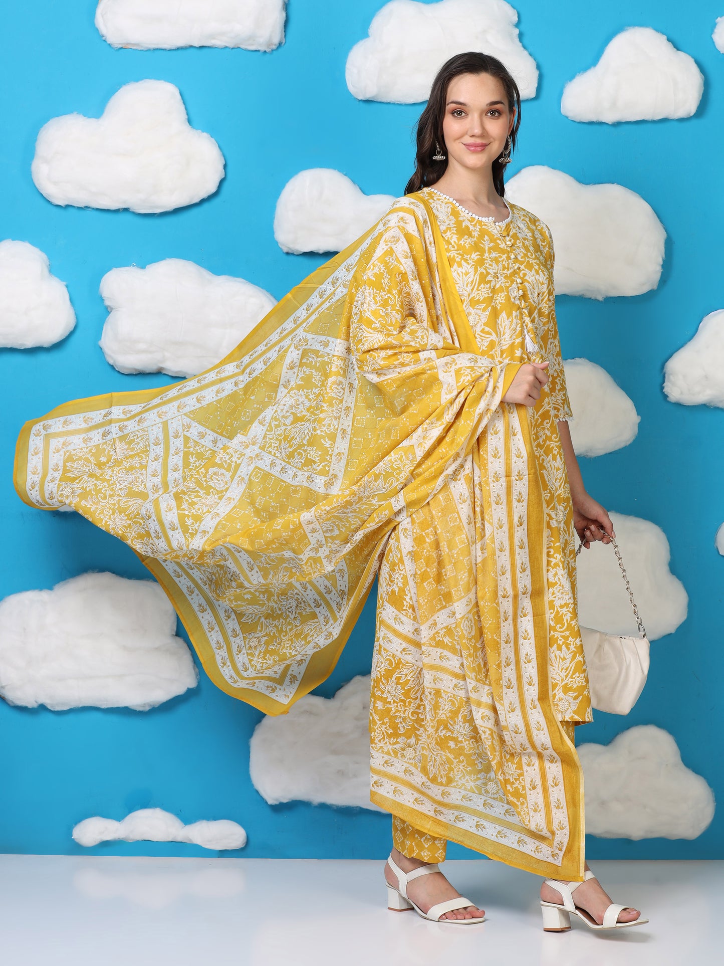 Sunshine Aura– Yellow & White Floral 3-Piece Set (2TP-4-C16)