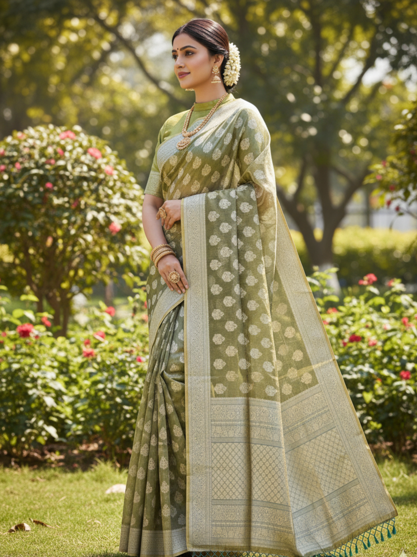 Geen Nature-Tissue Art Silk Saree (G-521005)