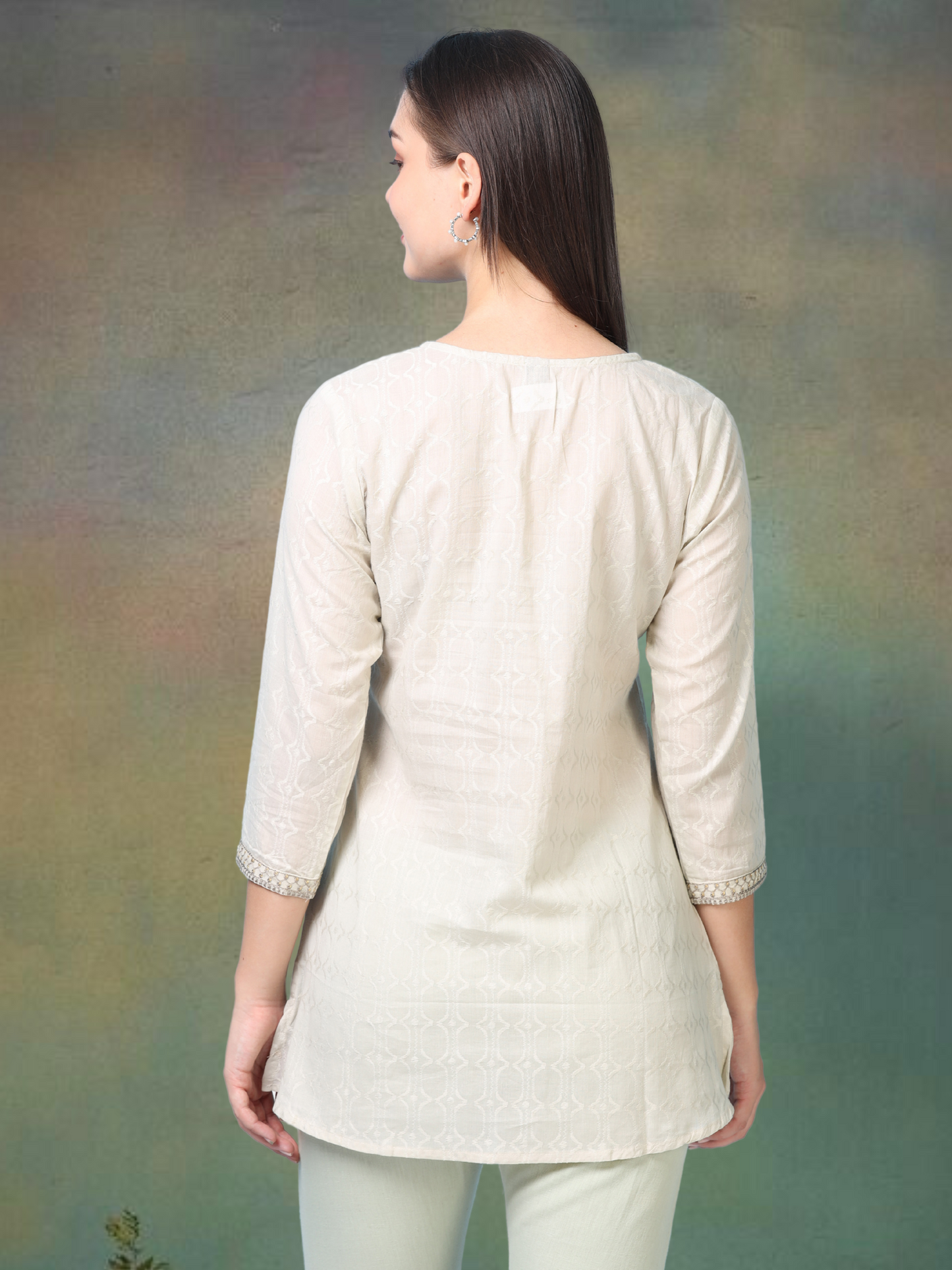 Pista Bloom – Embroidered Short Cotton Kurti (2PS-6-A4)