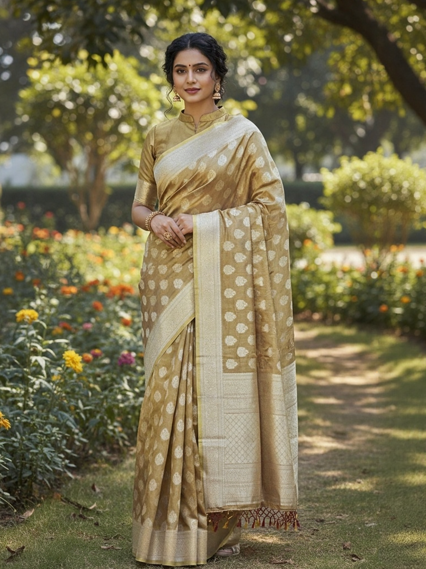 Mocha Muse Tissue Art Silk Saree (BR-521005)