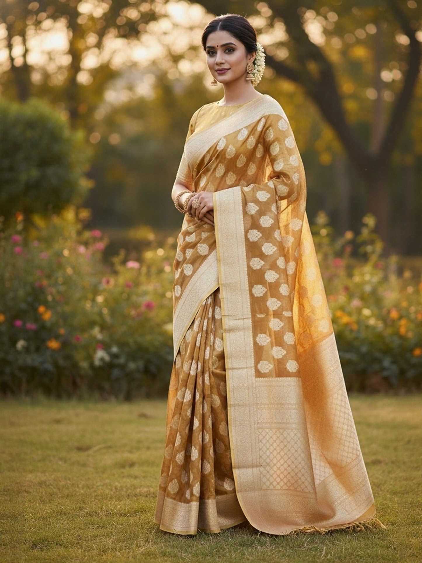 Golden Aura Tissue Art Silk Saree (GO-521005)