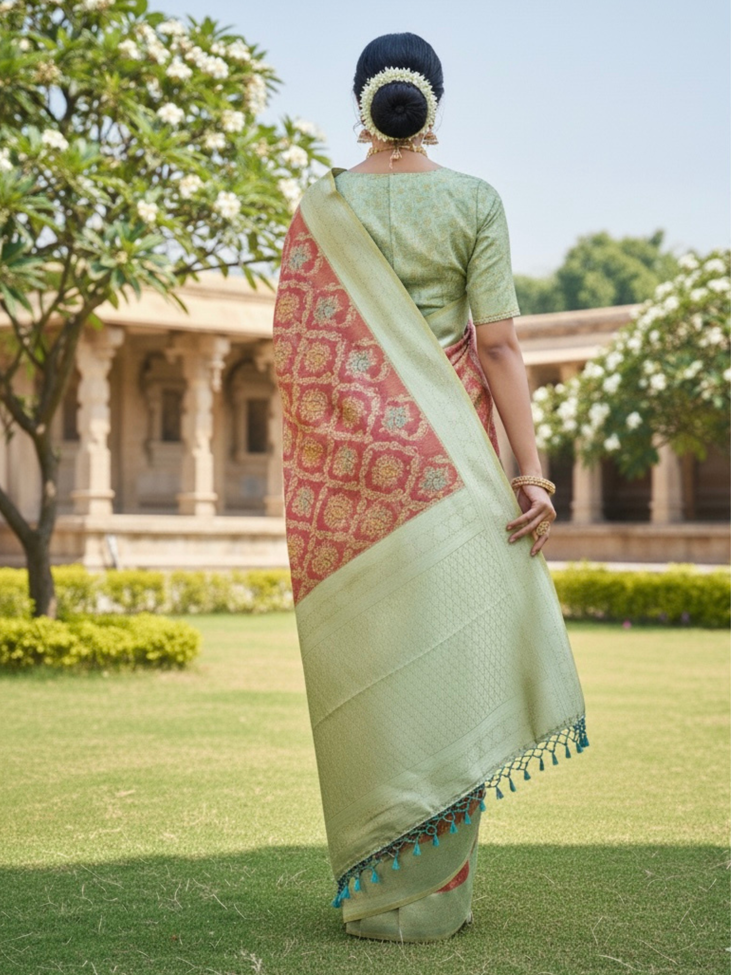 Rani-Pista Radiance – Tissue Art Silk Saree (R-PG-521003)
