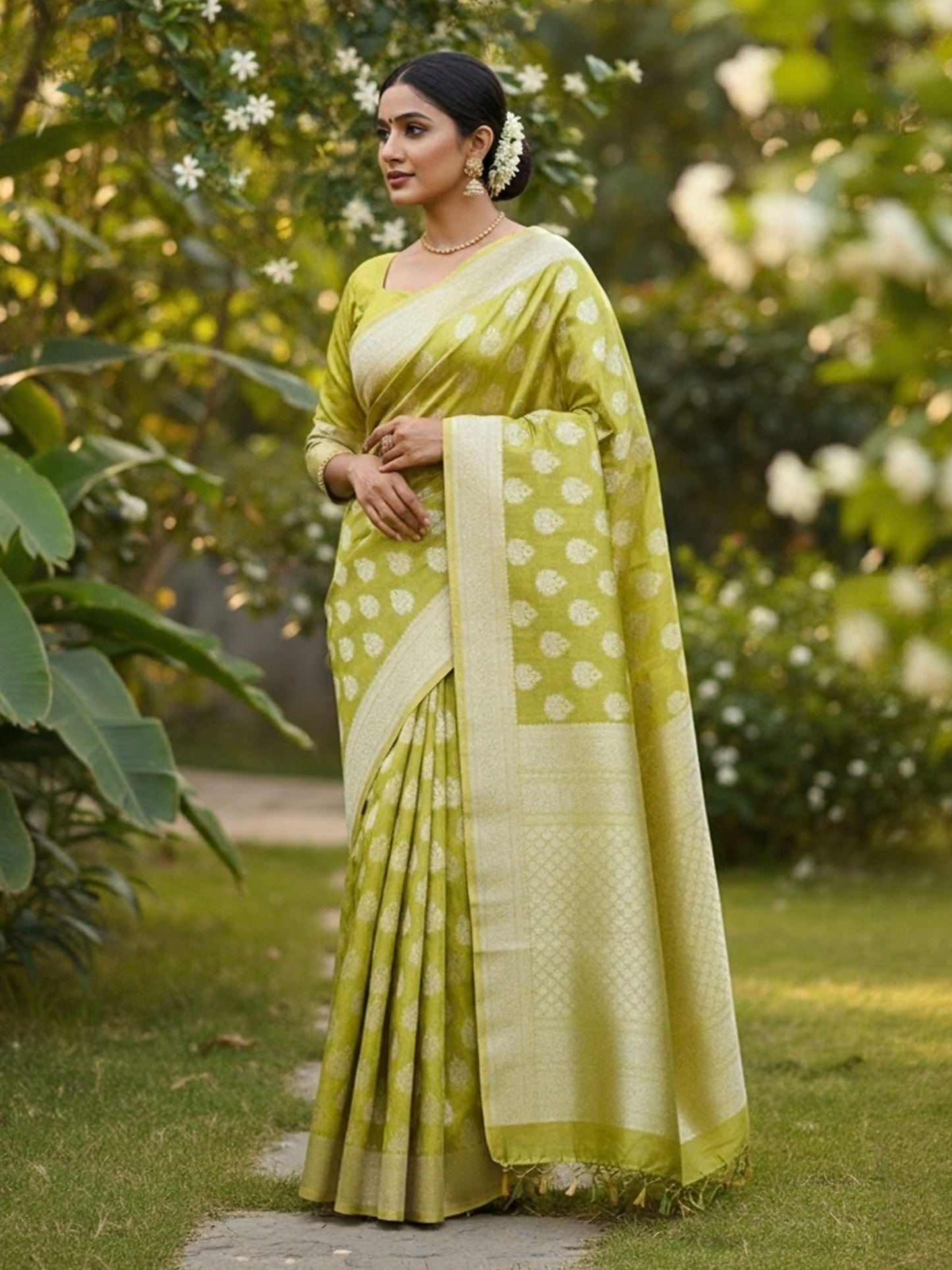 Olive Gleam Tissue Art Silk Saree (OG-521005)