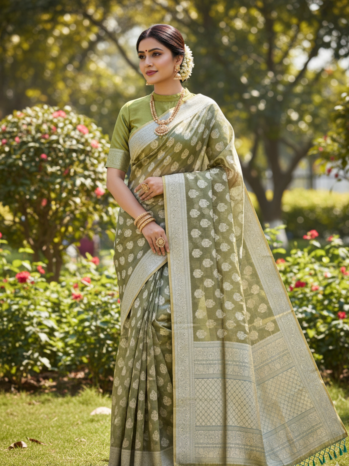 Geen Nature-Tissue Art Silk Saree (G-521005)
