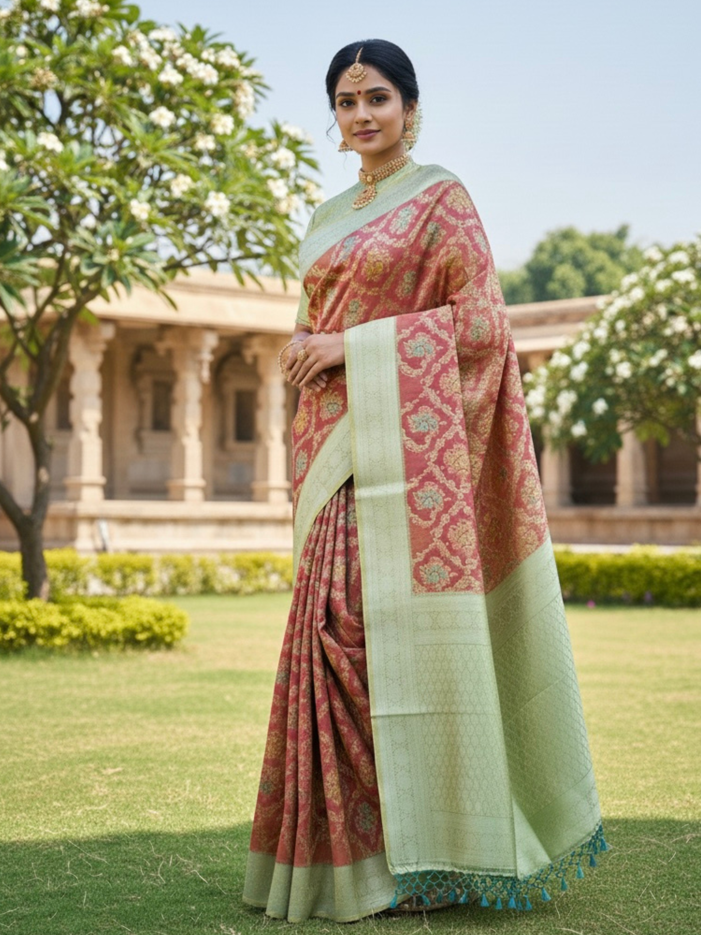 Rani-Pista Radiance – Tissue Art Silk Saree (R-PG-521003)