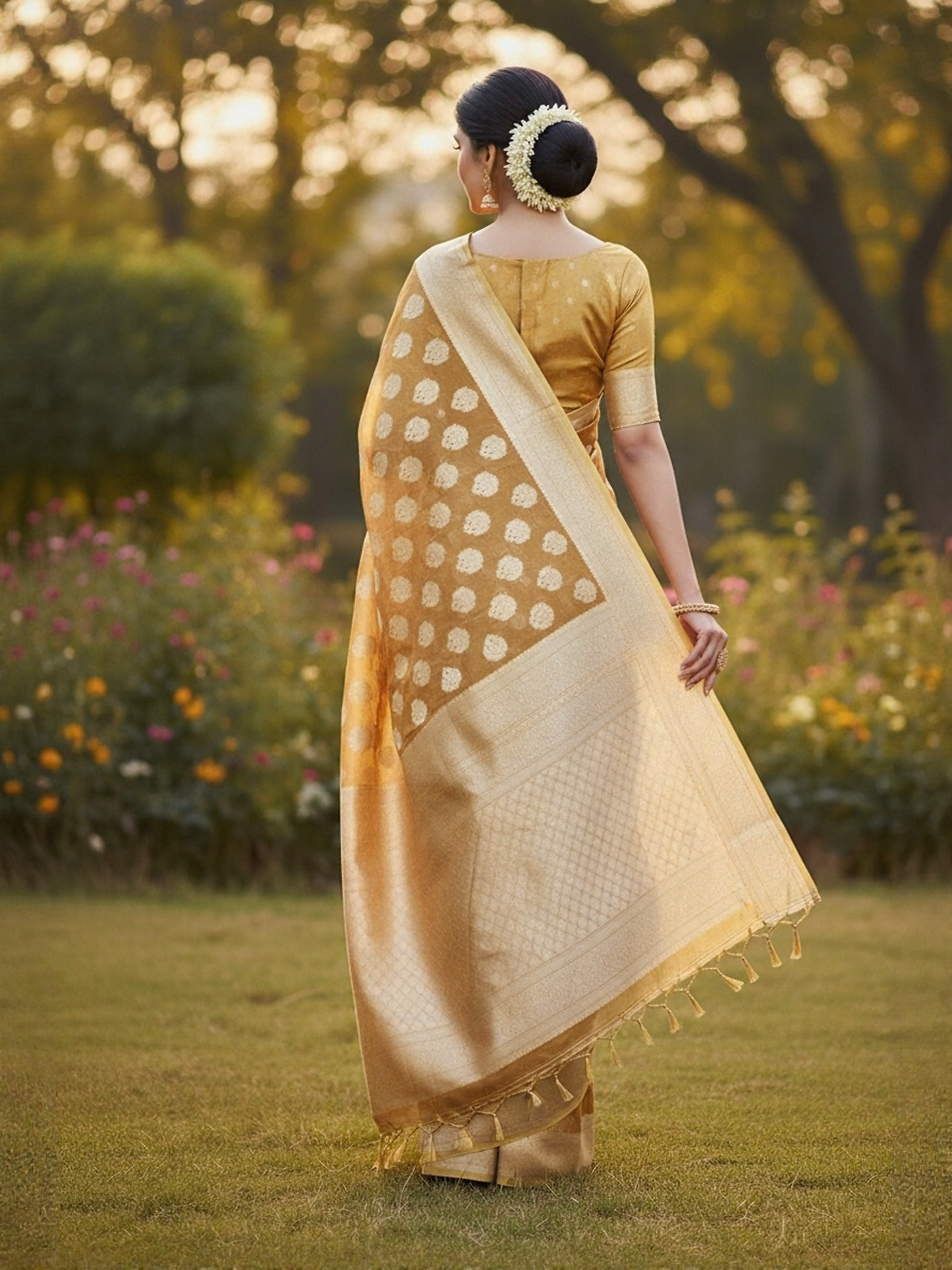Golden Aura Tissue Art Silk Saree (GO-521005)