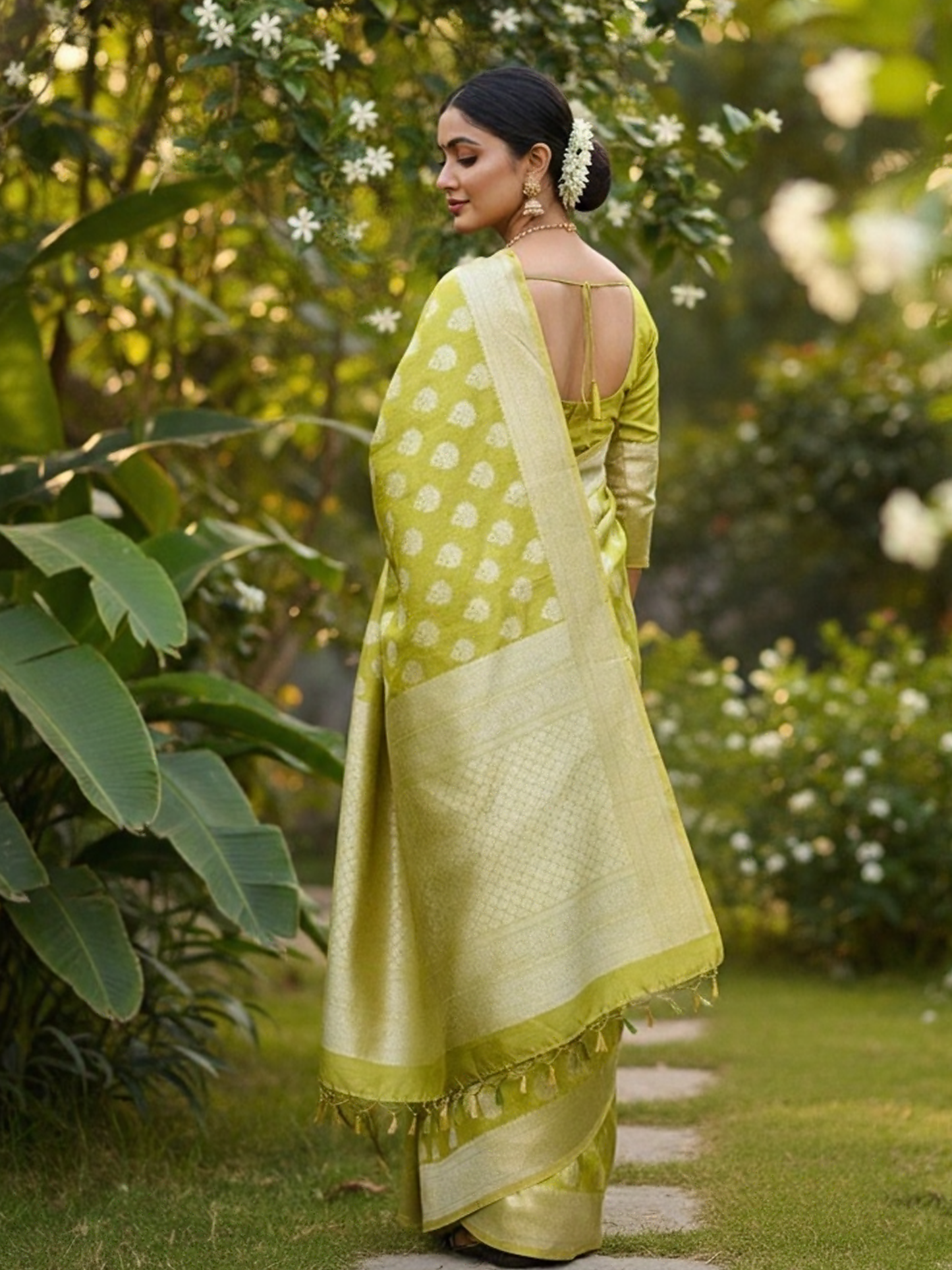 Olive Gleam Tissue Art Silk Saree (OG-521005)