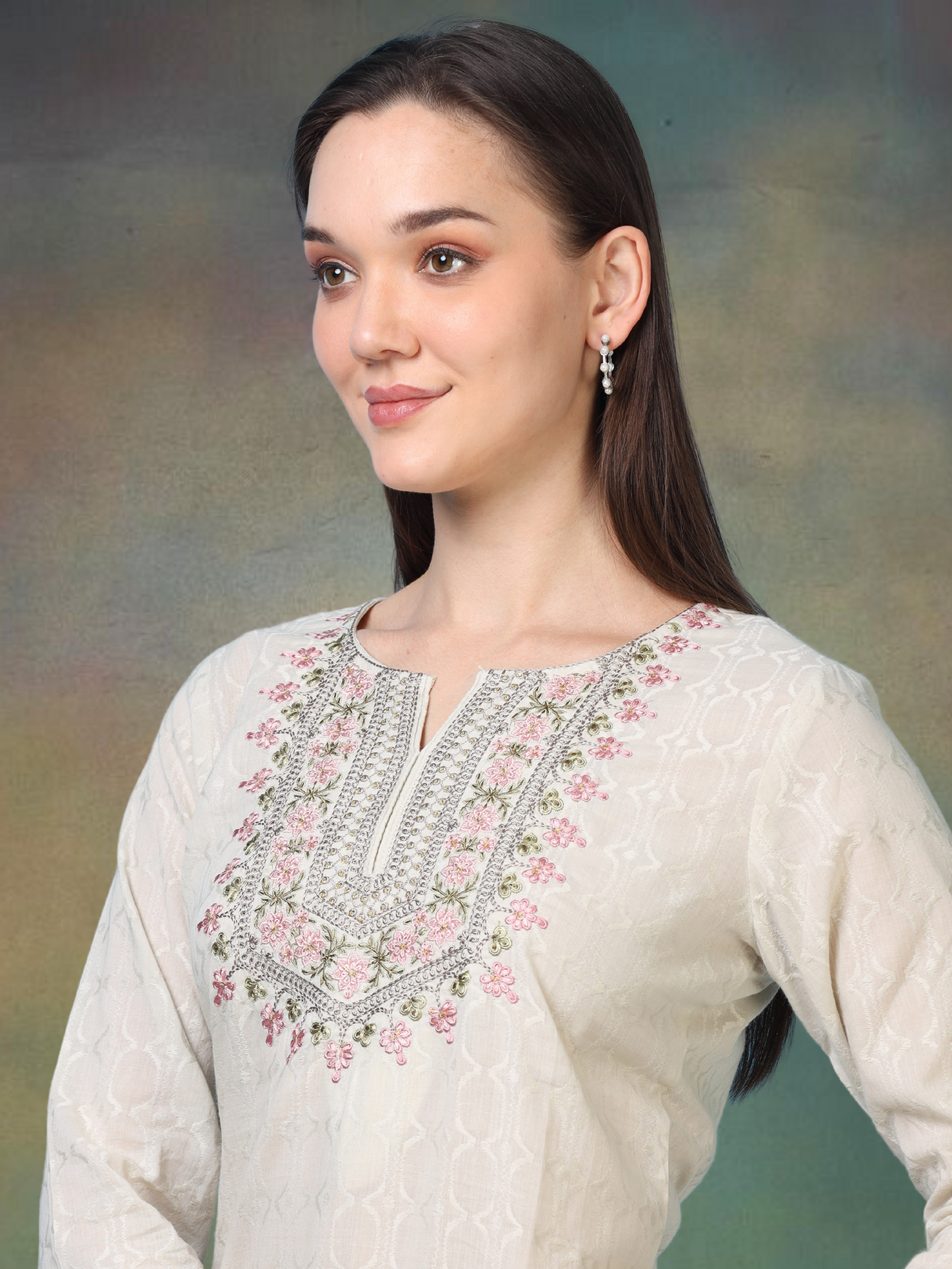 Pista Bloom – Embroidered Short Cotton Kurti (2PS-6-A4)