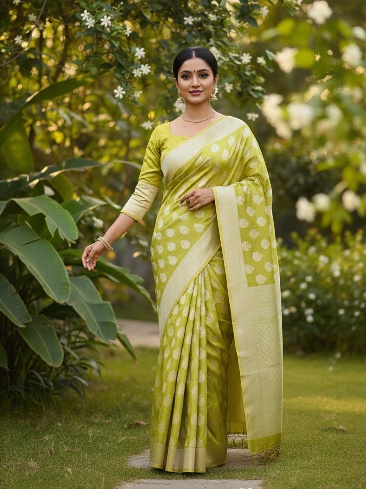 Olive Gleam Tissue Art Silk Saree (OG-521005)