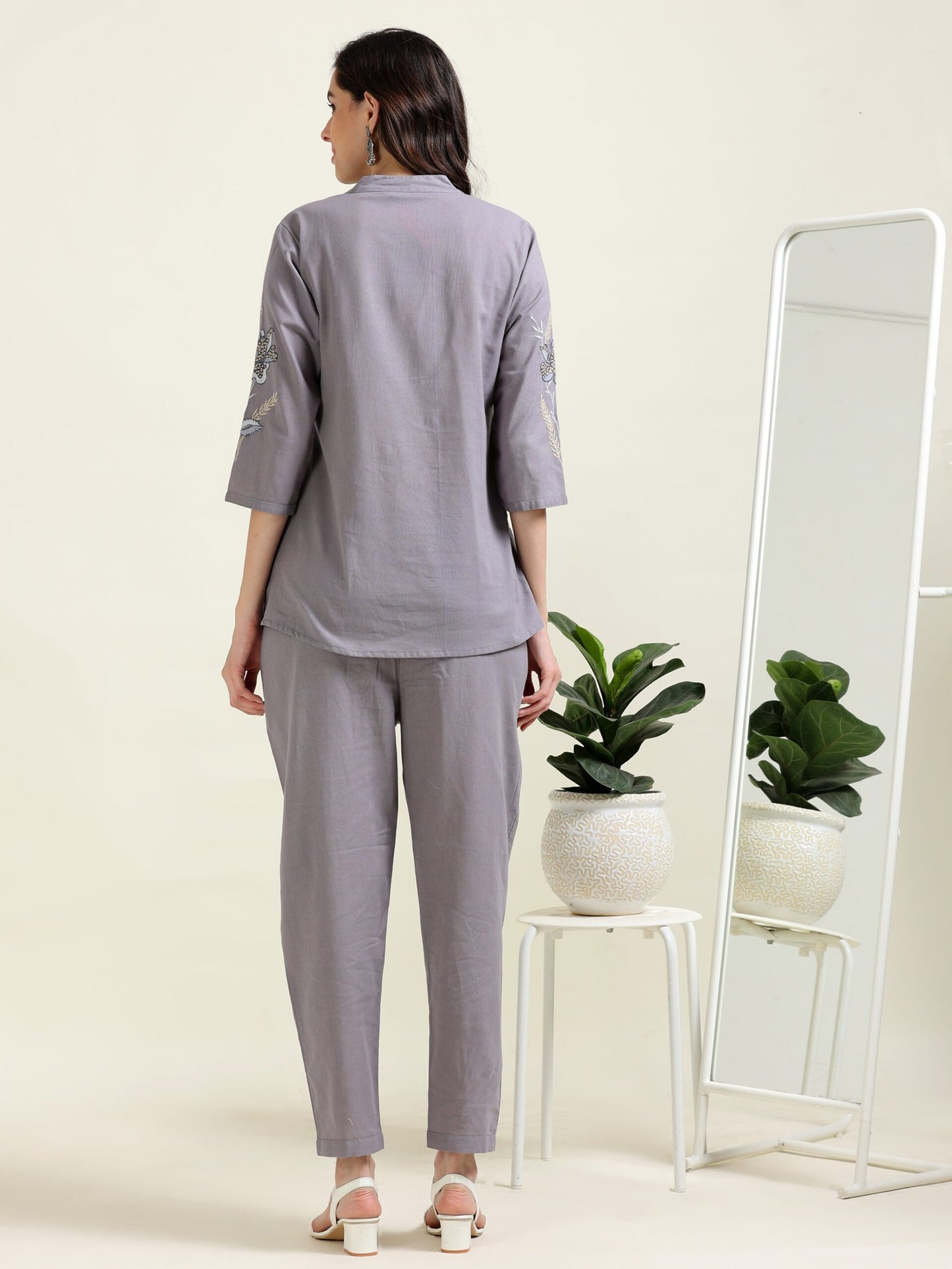 Gray Indo-Western Charm – Cotton Co-ord Set (1KB-7-B15)