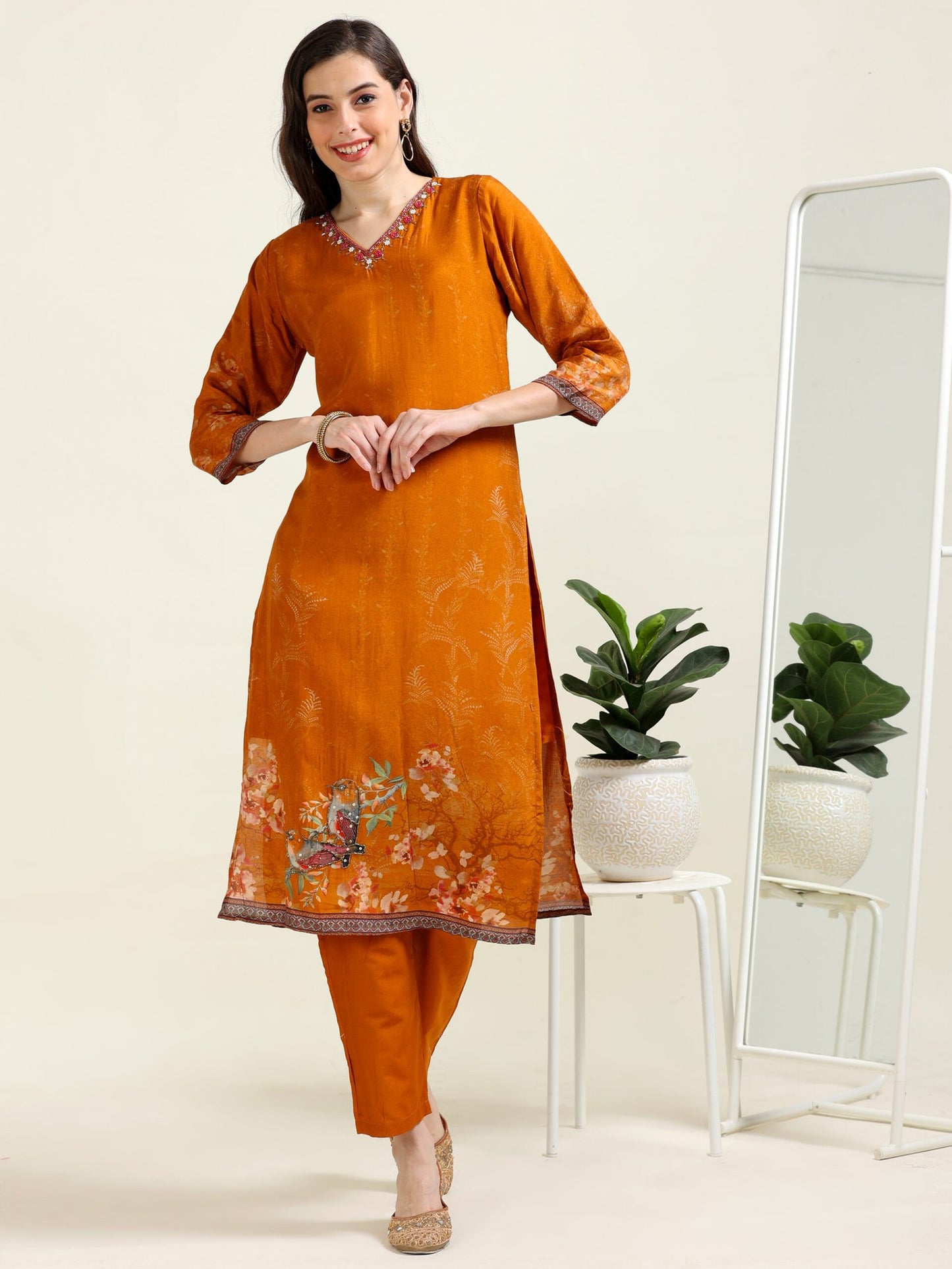 Golden Mustard Grace – Handworked Viscose 3 piece set (1KI-4-C11)
