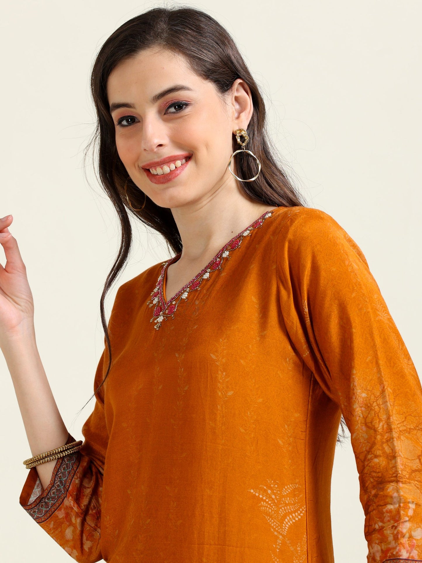 Golden Mustard Grace – Handworked Viscose 3 piece set (1KI-4-C11)
