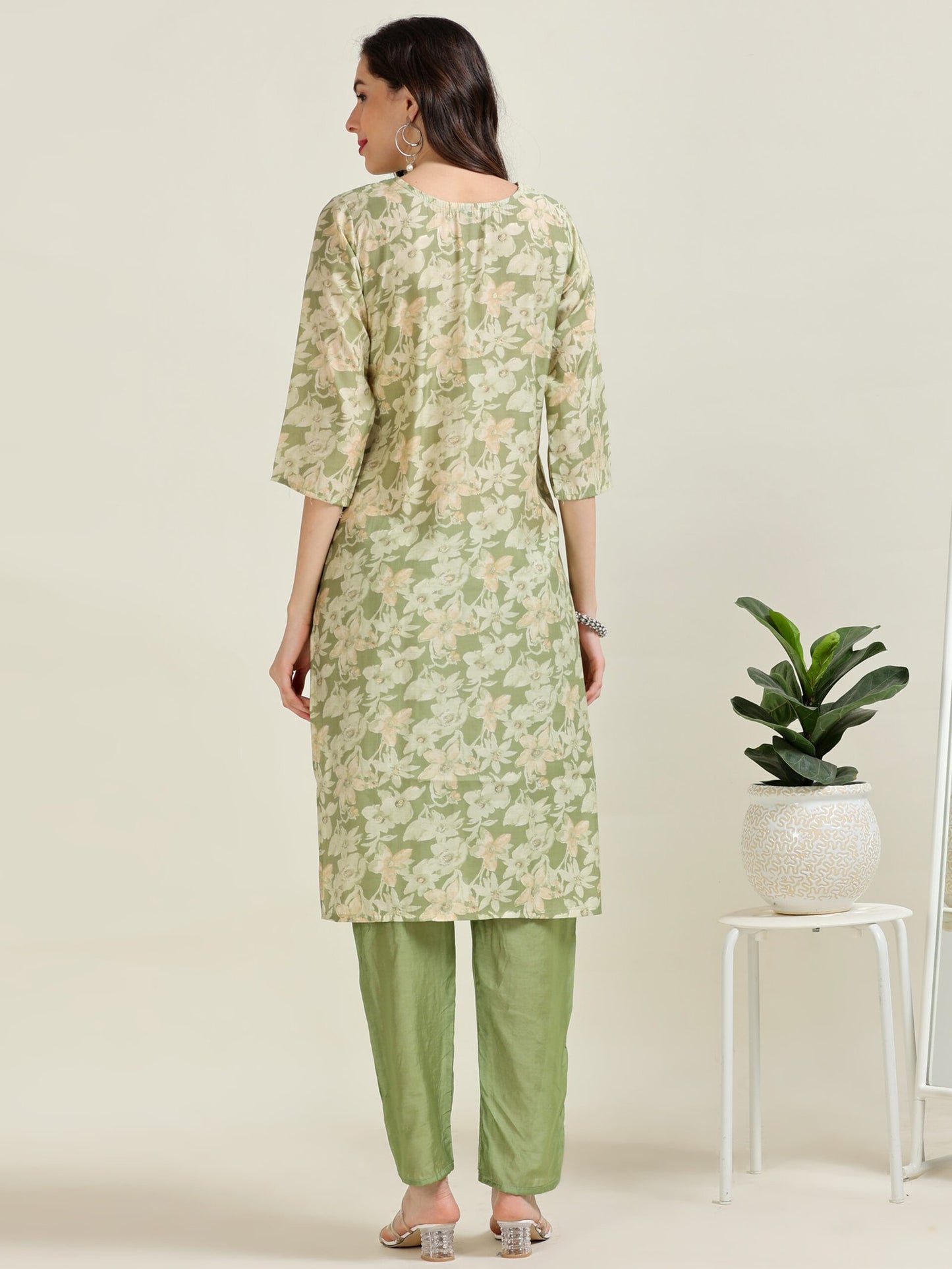 Emerald Allure – Sea-Green Viscose Festive 3 piece set (1KI-5-C5)
