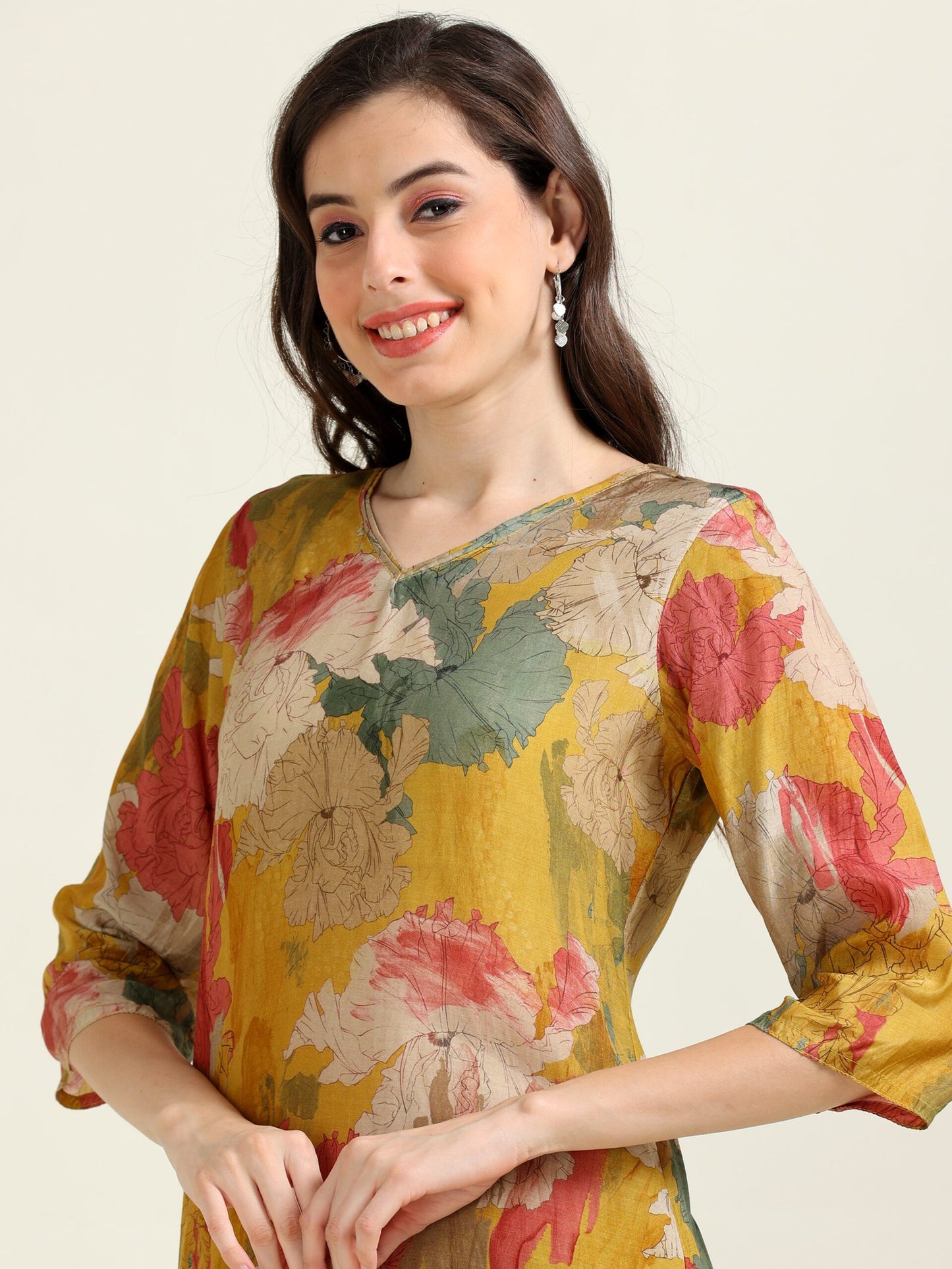 Mustard Digital Glow – Cotton-Viscose 2-Piece Set (1NH-4-B6)