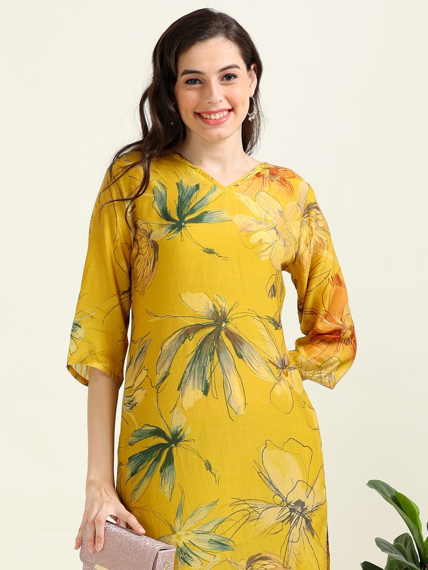 Yellow Digital Sunshine – Cotton-Viscose 2-Piece Set (1NH-4-B7)