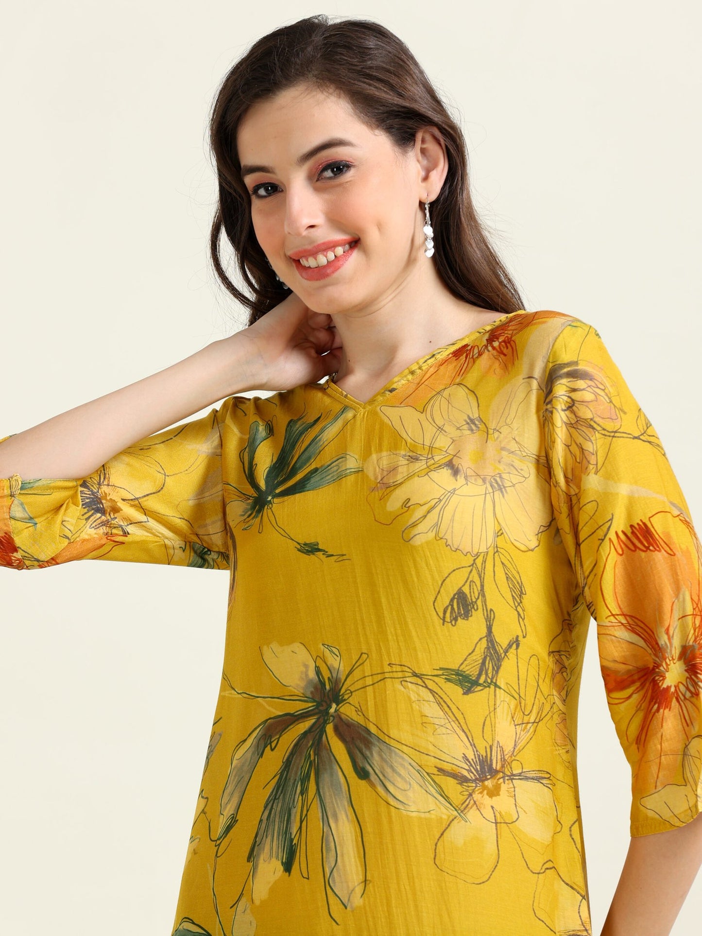 Yellow Digital Sunshine – Cotton-Viscose 2-Piece Set (1NH-4-B7)