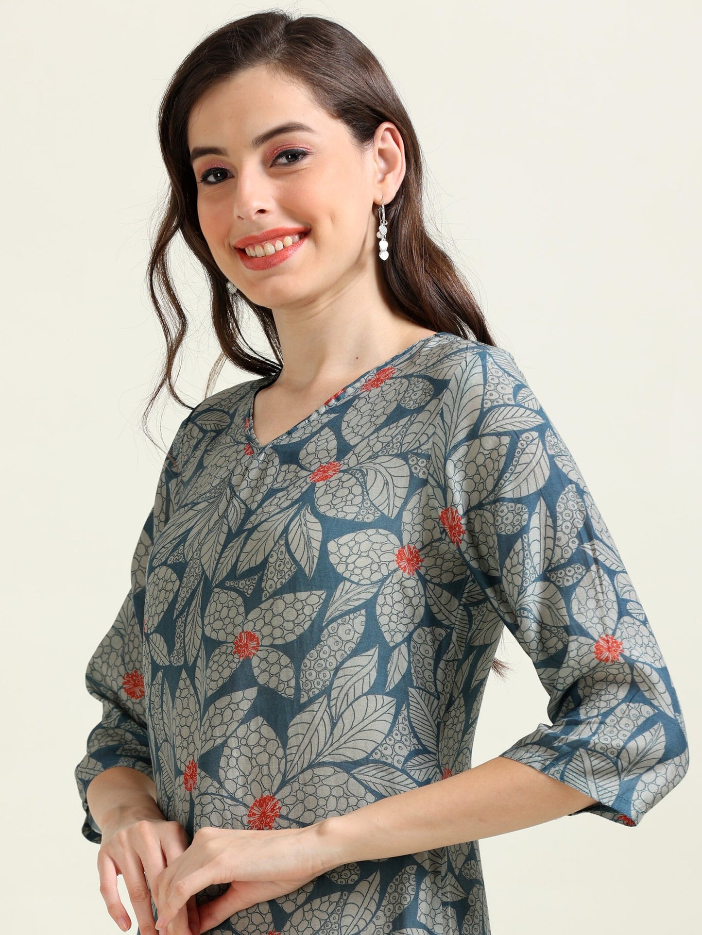 Bluish-Gray Digital Shine – Cotton-viscose 2-Piece Set (1NH-6-B3)