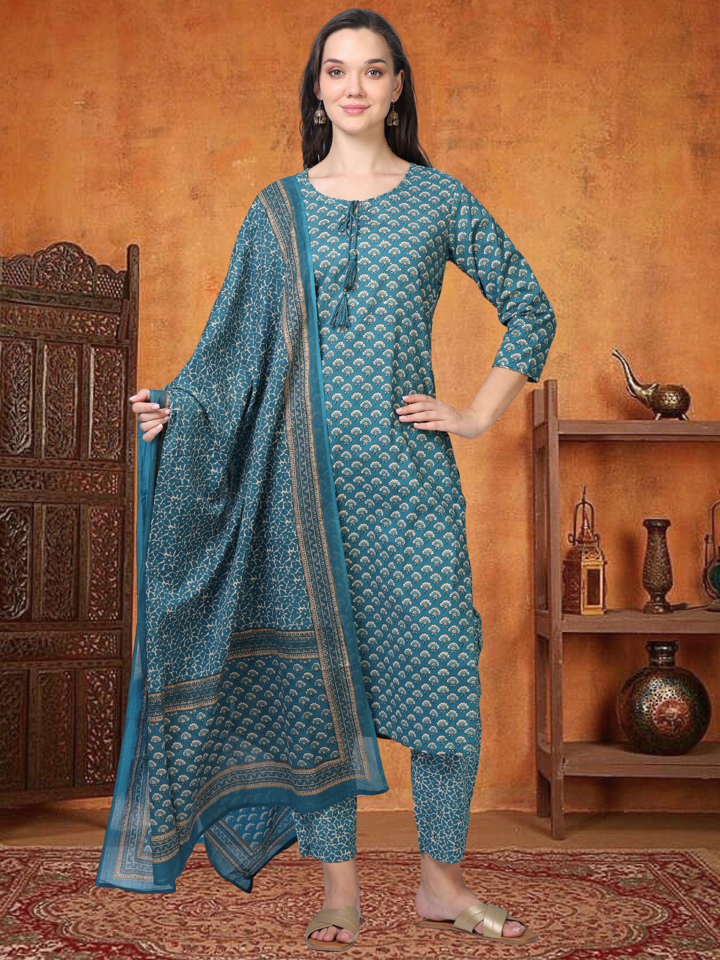 Indigo Ease – Blue Printed 3-Piece Set (2TP-6-C14)