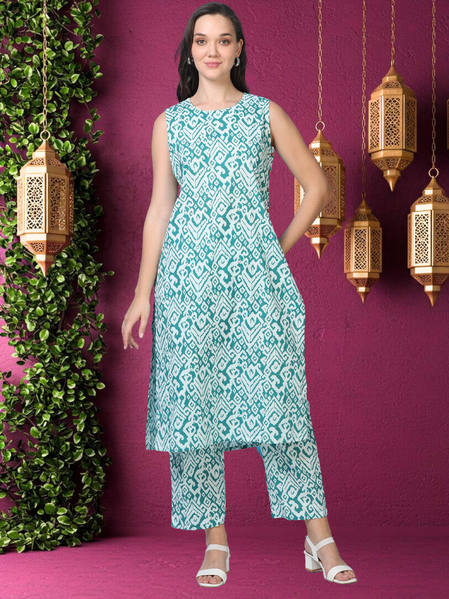 Rama Rave – Printed Cotton Co-ord Set (2DF-5-B14)