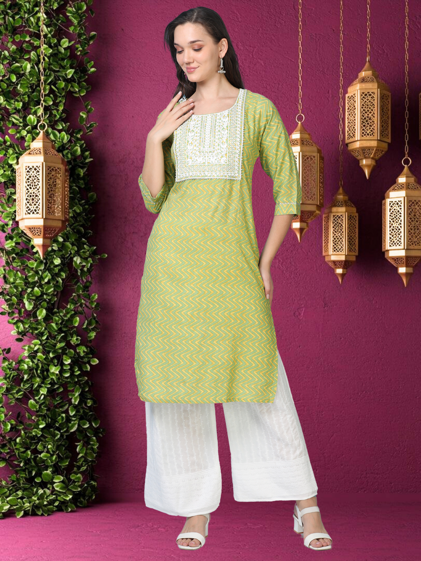 Leheriya Lime – Green Cotton 2-Piece Set (2AA-5-B2)