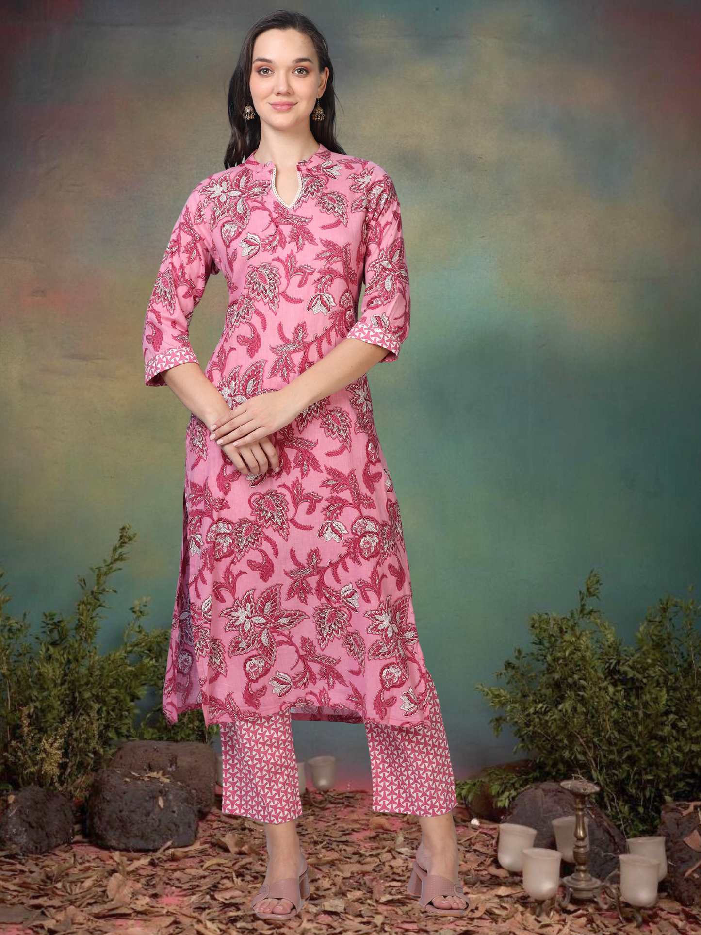 Rose Reverie – Printed Cotton 2-piece Set (2FW-2-B5)