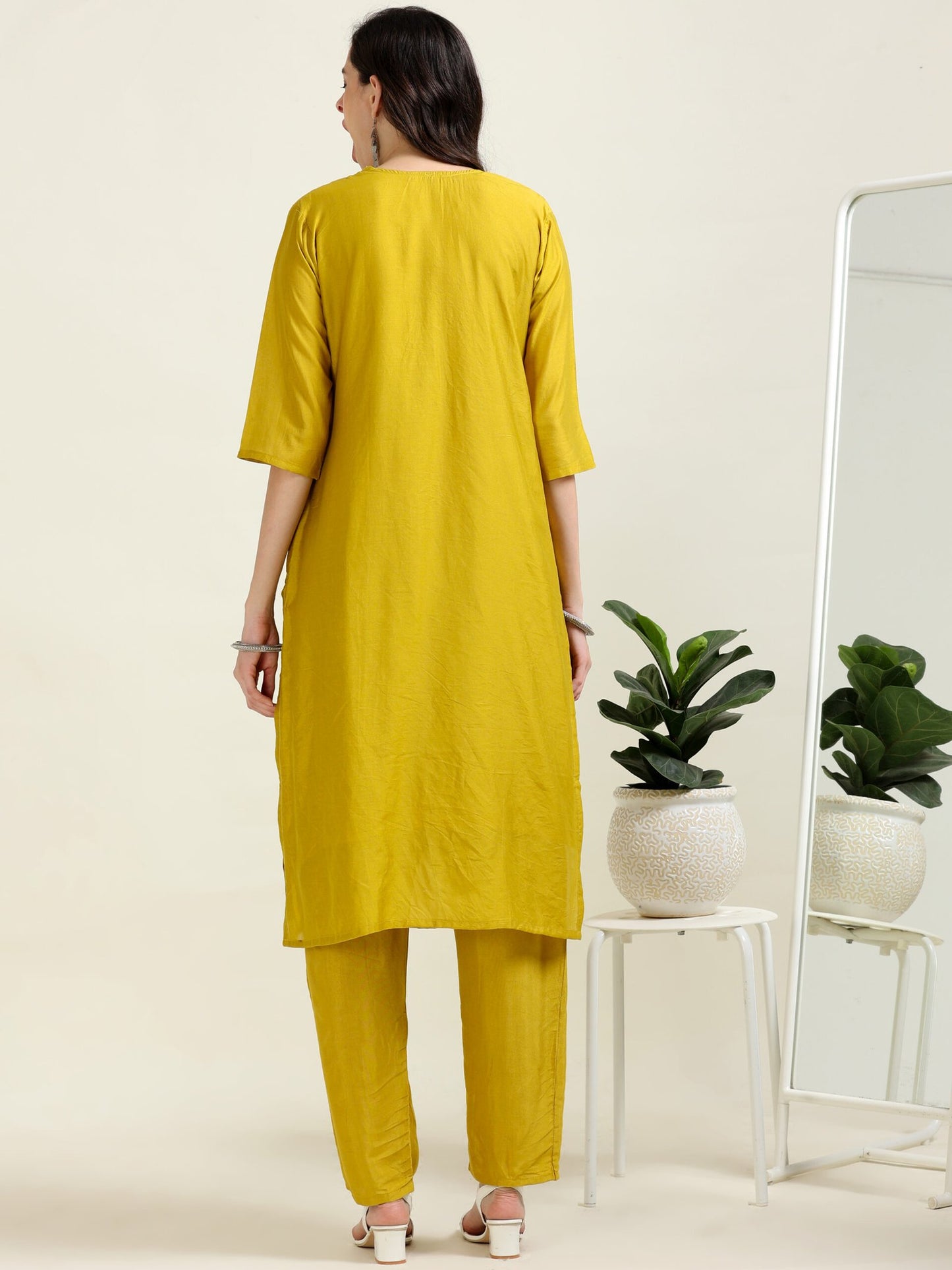 Haldi Glow – Yellow Ochre Pearl Embroidered Suit (2AA-4-C6)