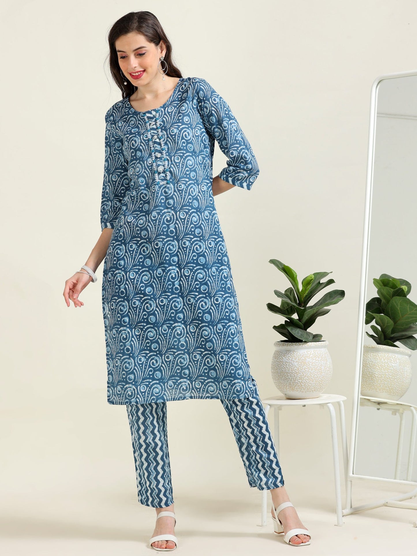 Indigo Harmony – Timeless Handworked Cotton 3 piece set (2DF-6-C7)