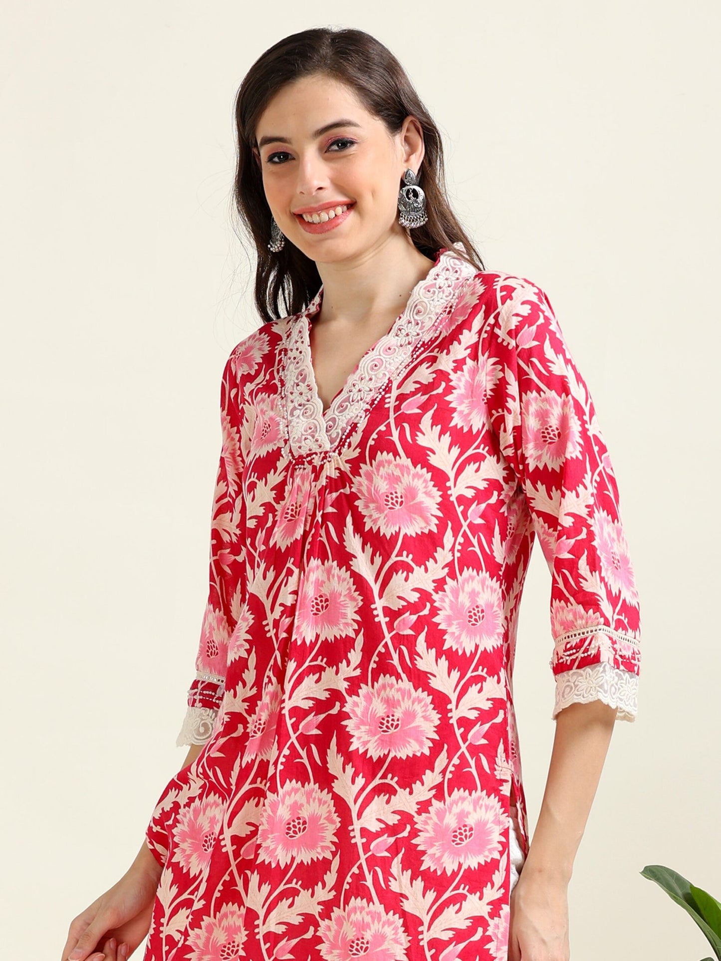 Cherry Pearl Glow – Mul Cotton & Palazzo Set (2FW-2-B2)