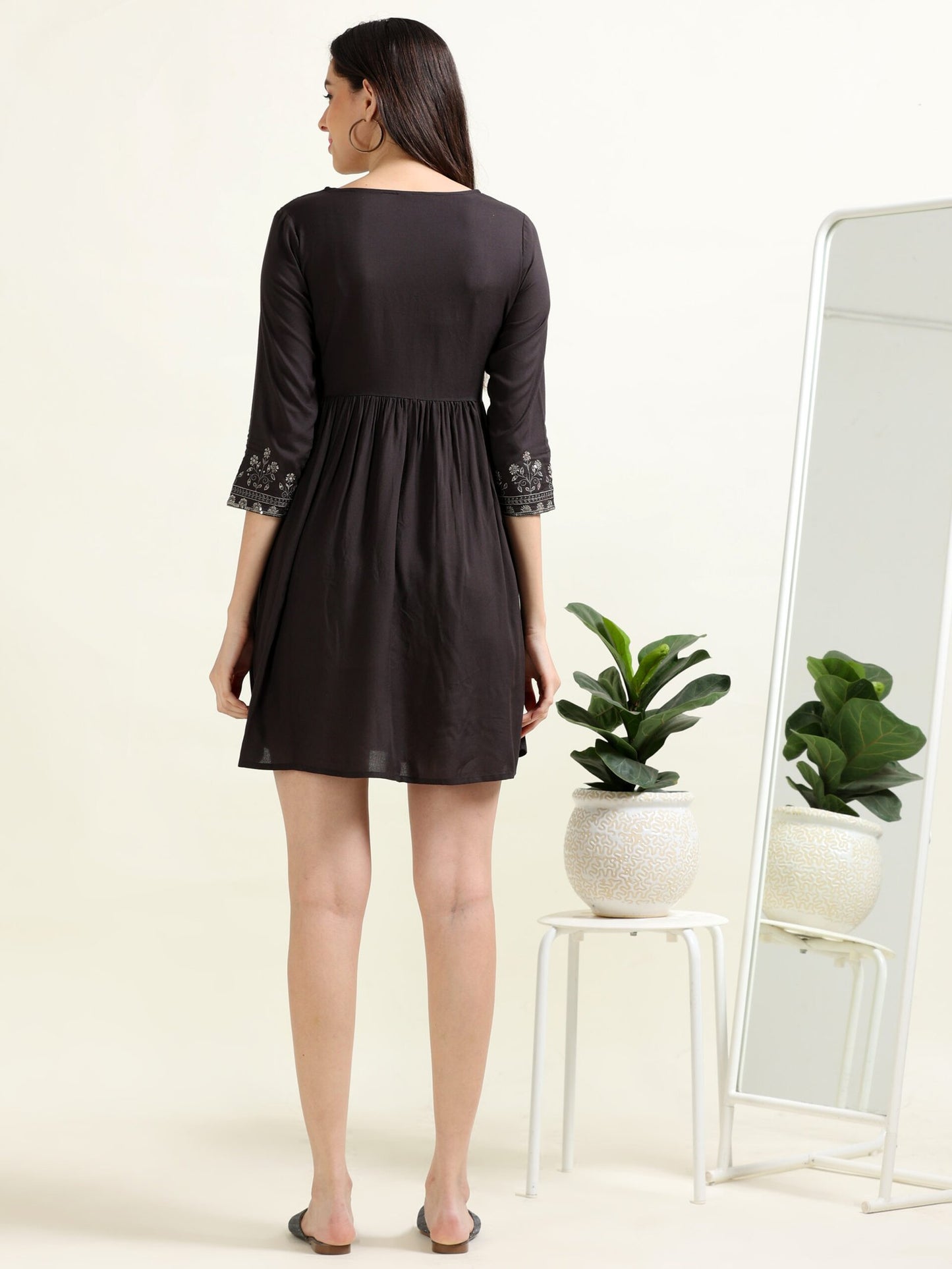 Black Chic Cocktail – Indo-Western Cotton Blend Dress- (2PS-0-A8)