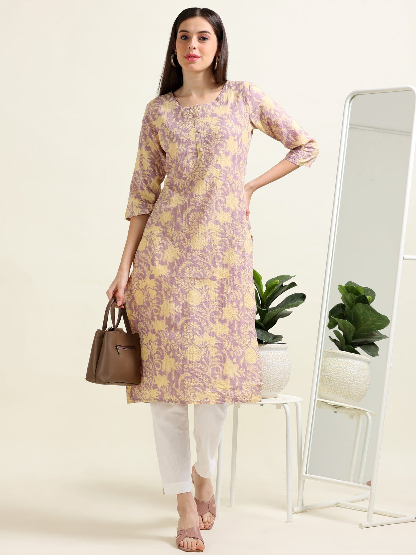 Lilac City Stroller – Printed Cotton Kurti. (2TP-7-A8)