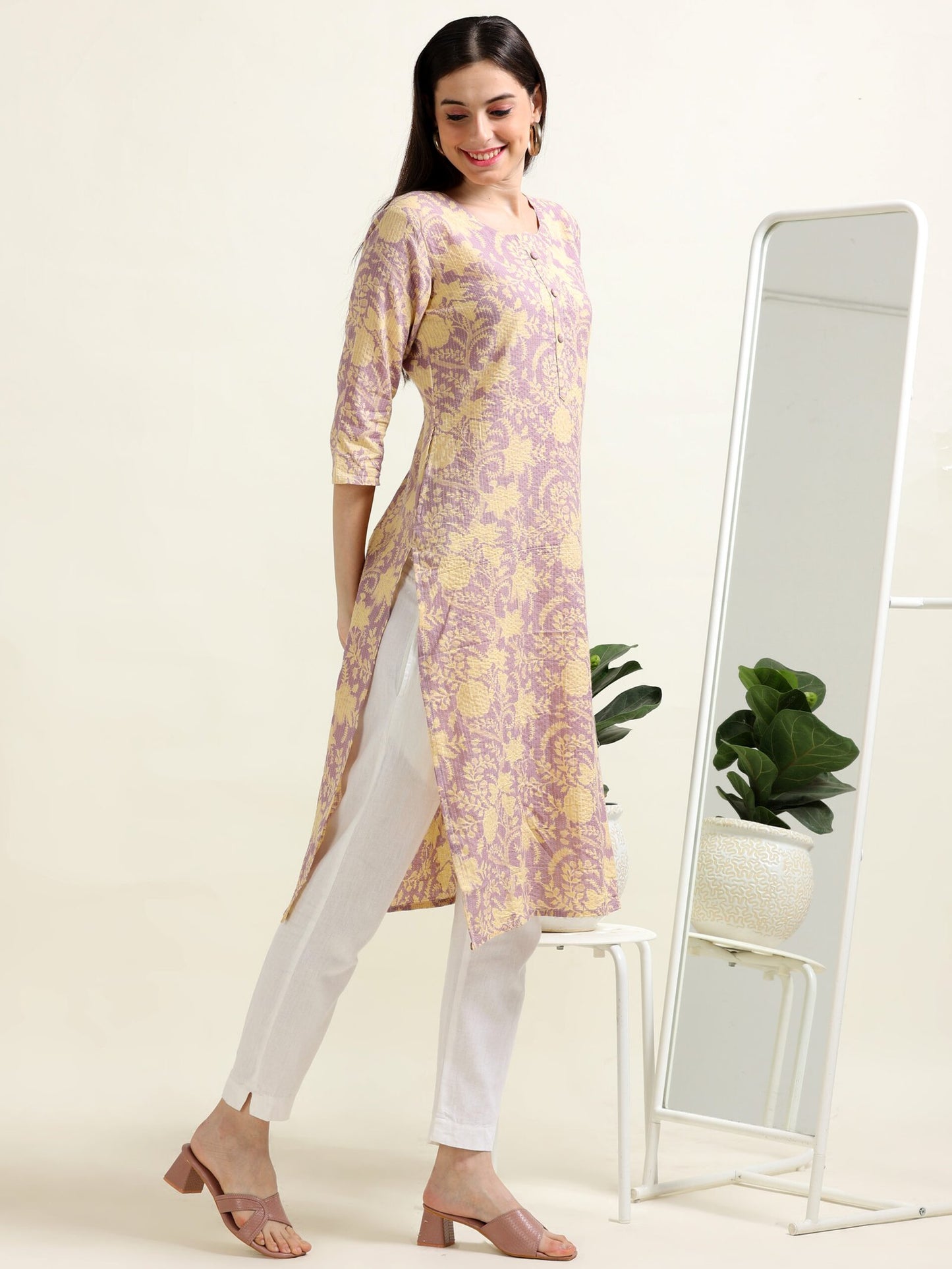 Lilac City Stroller – Printed Cotton Kurti. (2TP-7-A8)