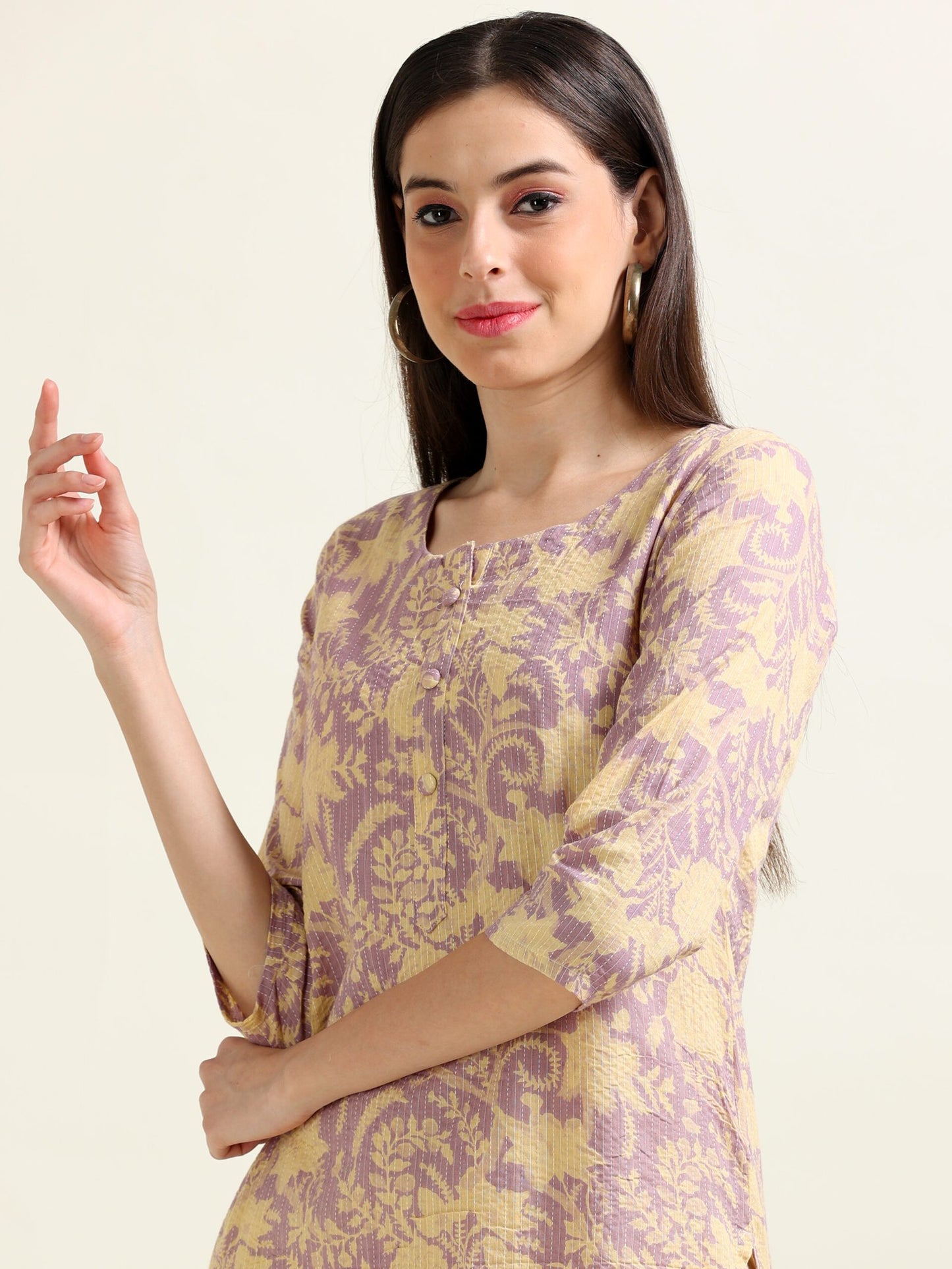 Lilac City Stroller – Printed Cotton Kurti. (2TP-7-A8)