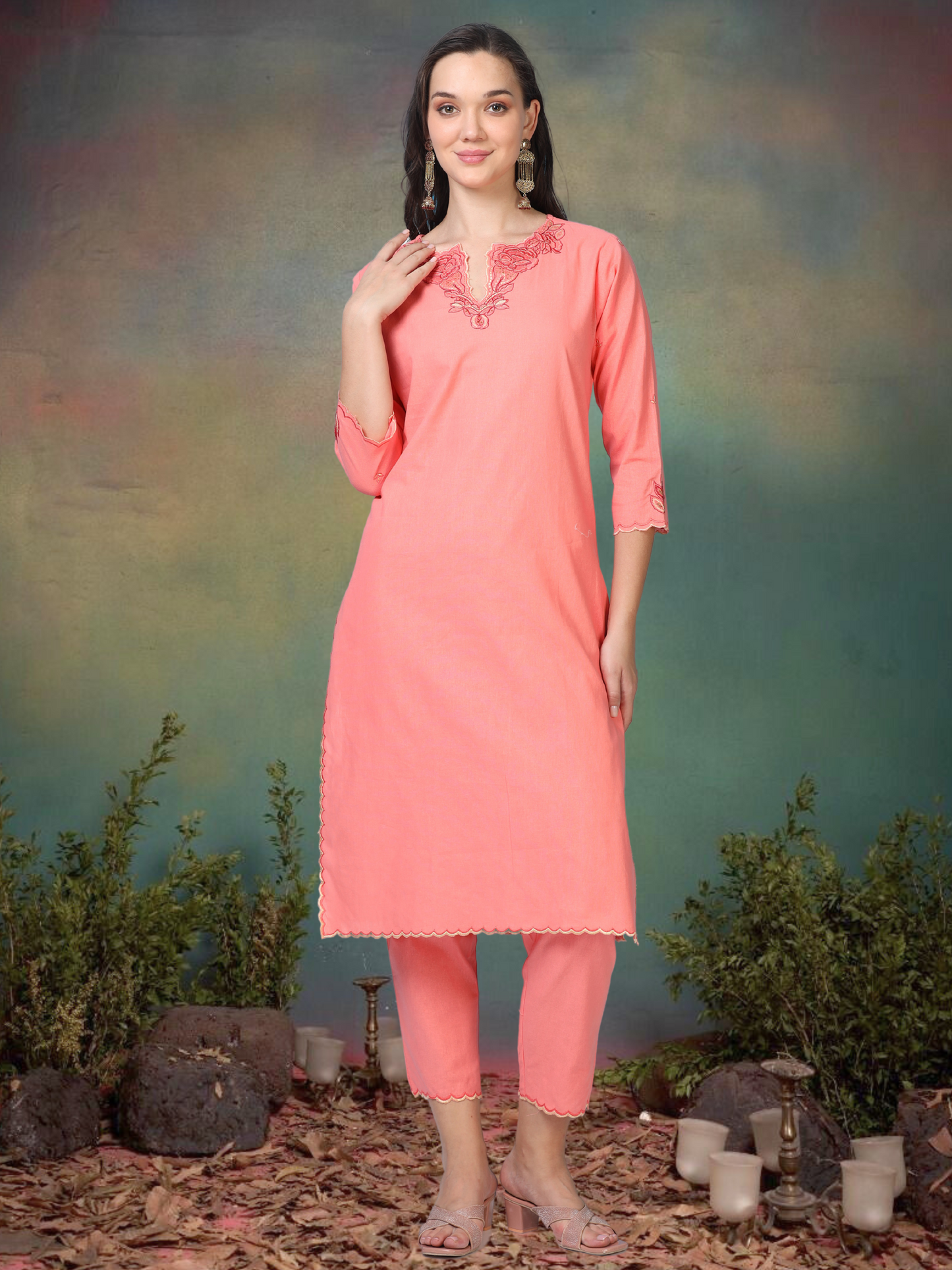 Blush Rush – Baby Pink Handworked 3-Piece Set (1KB-2-C5)