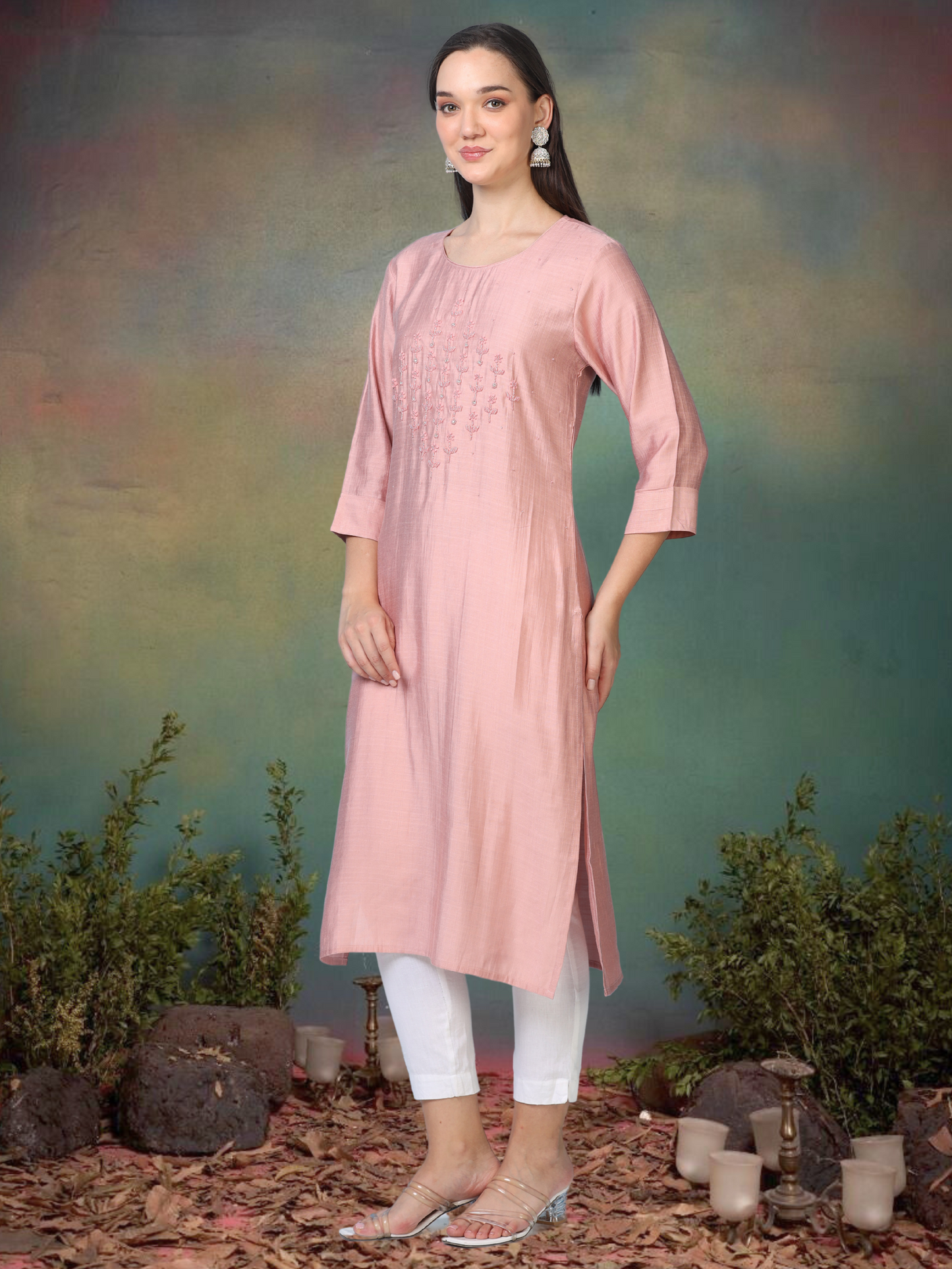 Pretty Please – Baby Pink Raw Silk Kurti (1KB-2-A8)