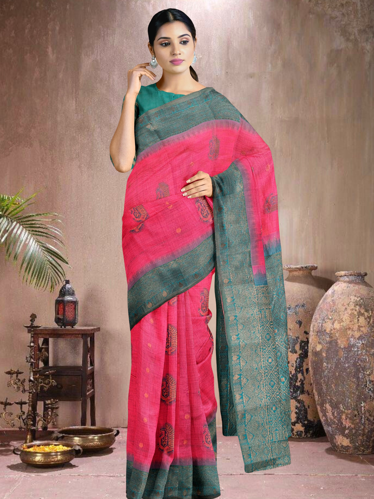 Rose Cotton Blend Saree (RP-RM-514005-3)