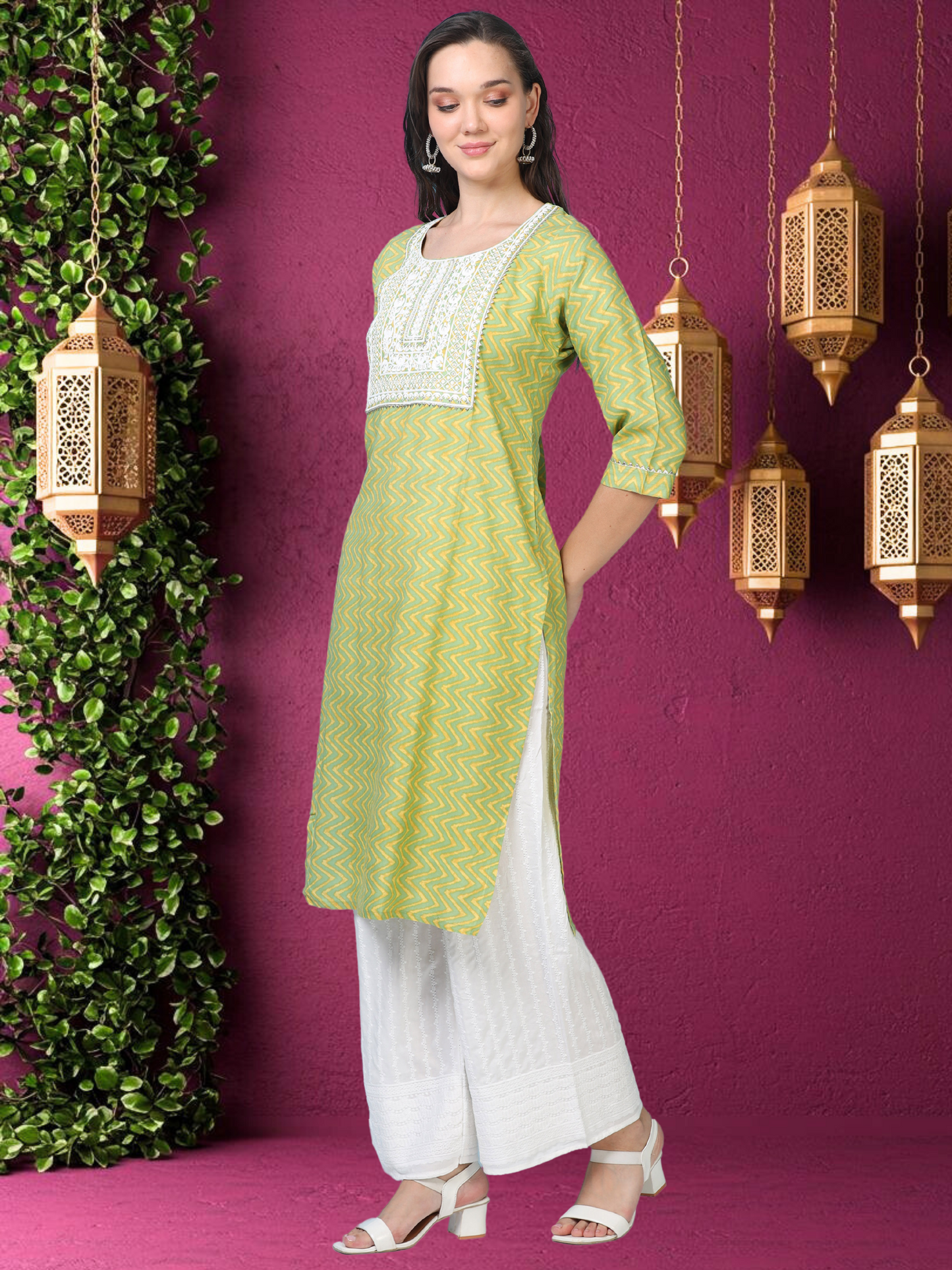 Leheriya Lime – Green Cotton 2-Piece Set (2AA-5-B2)