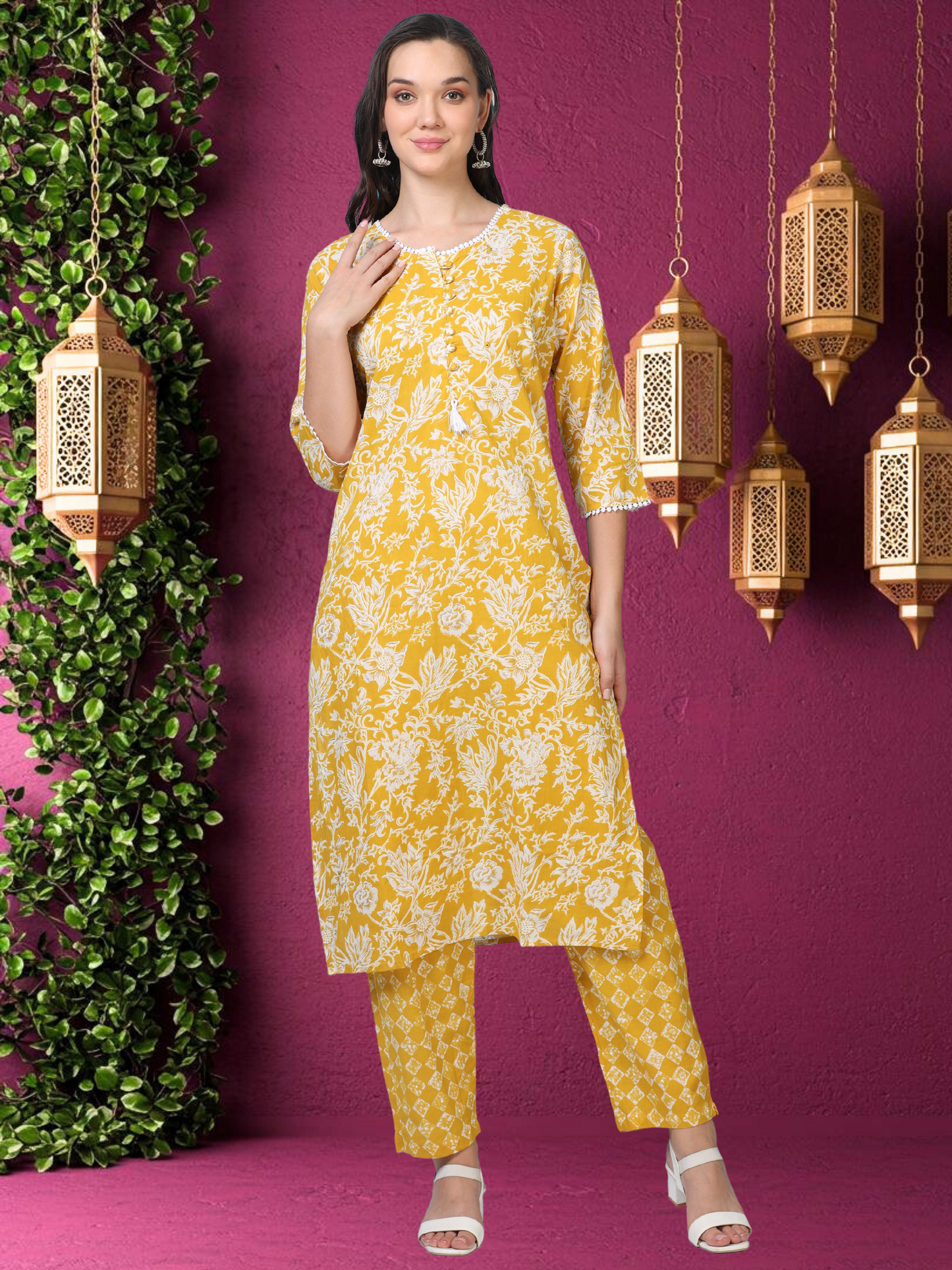 Sunshine Aura– Yellow & White Floral 3-Piece Set (2TP-4-C16)