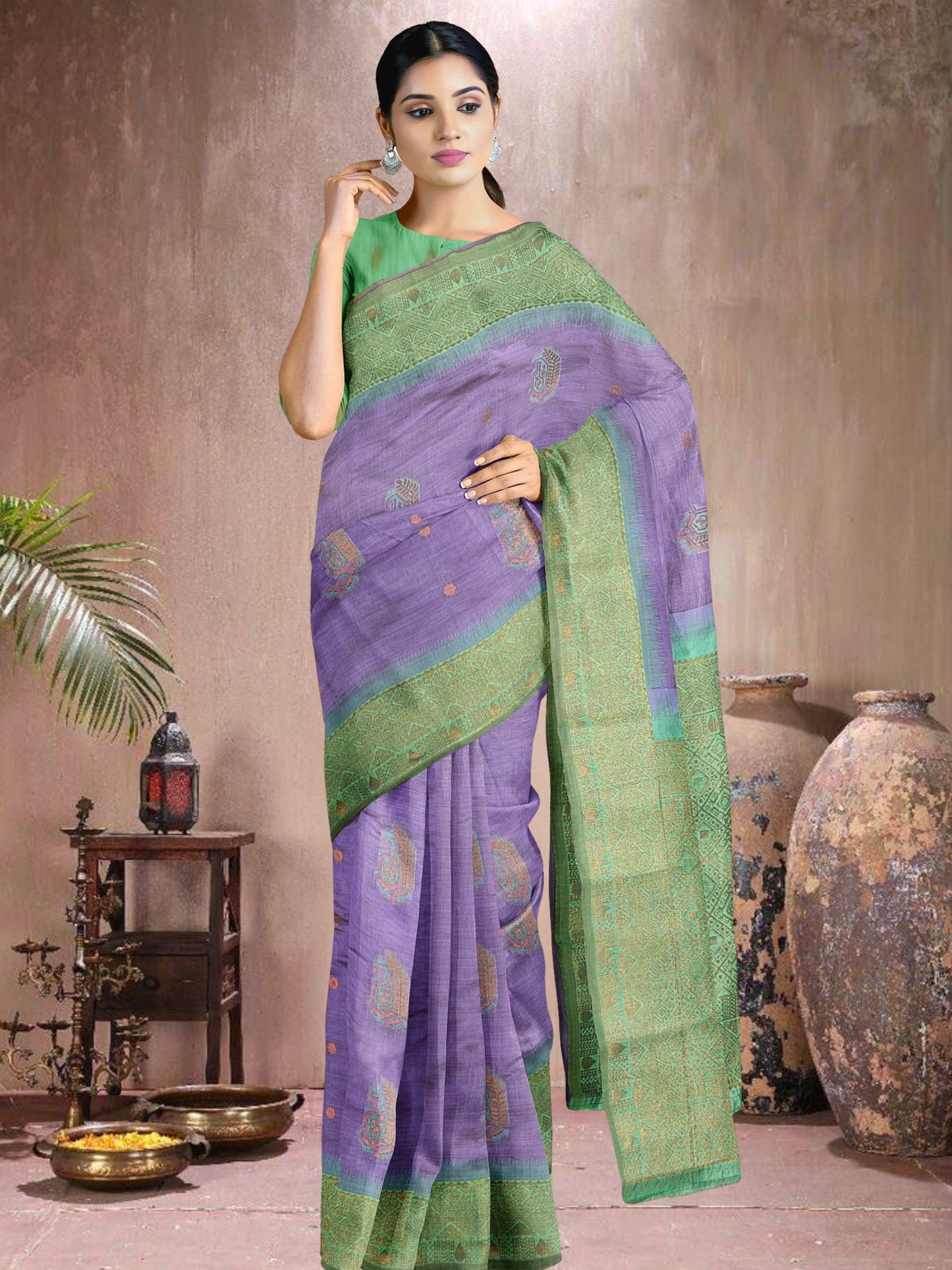 Lavender Mist Cotton Blend Saree (L-RM-514005-3)