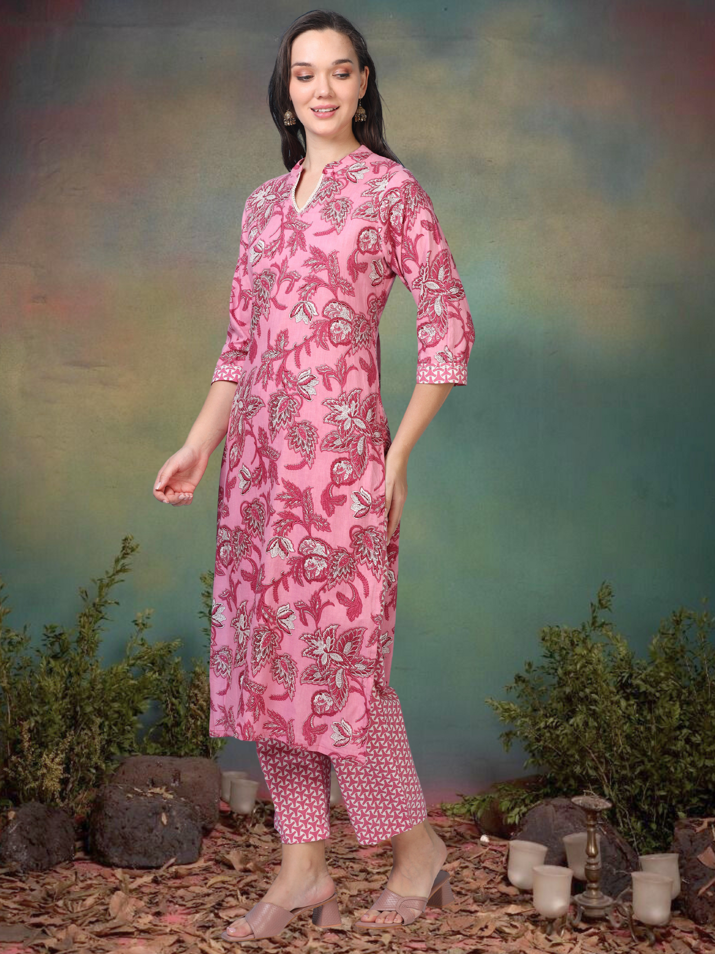 Rose Reverie – Printed Cotton 2-piece Set (2FW-2-B5)