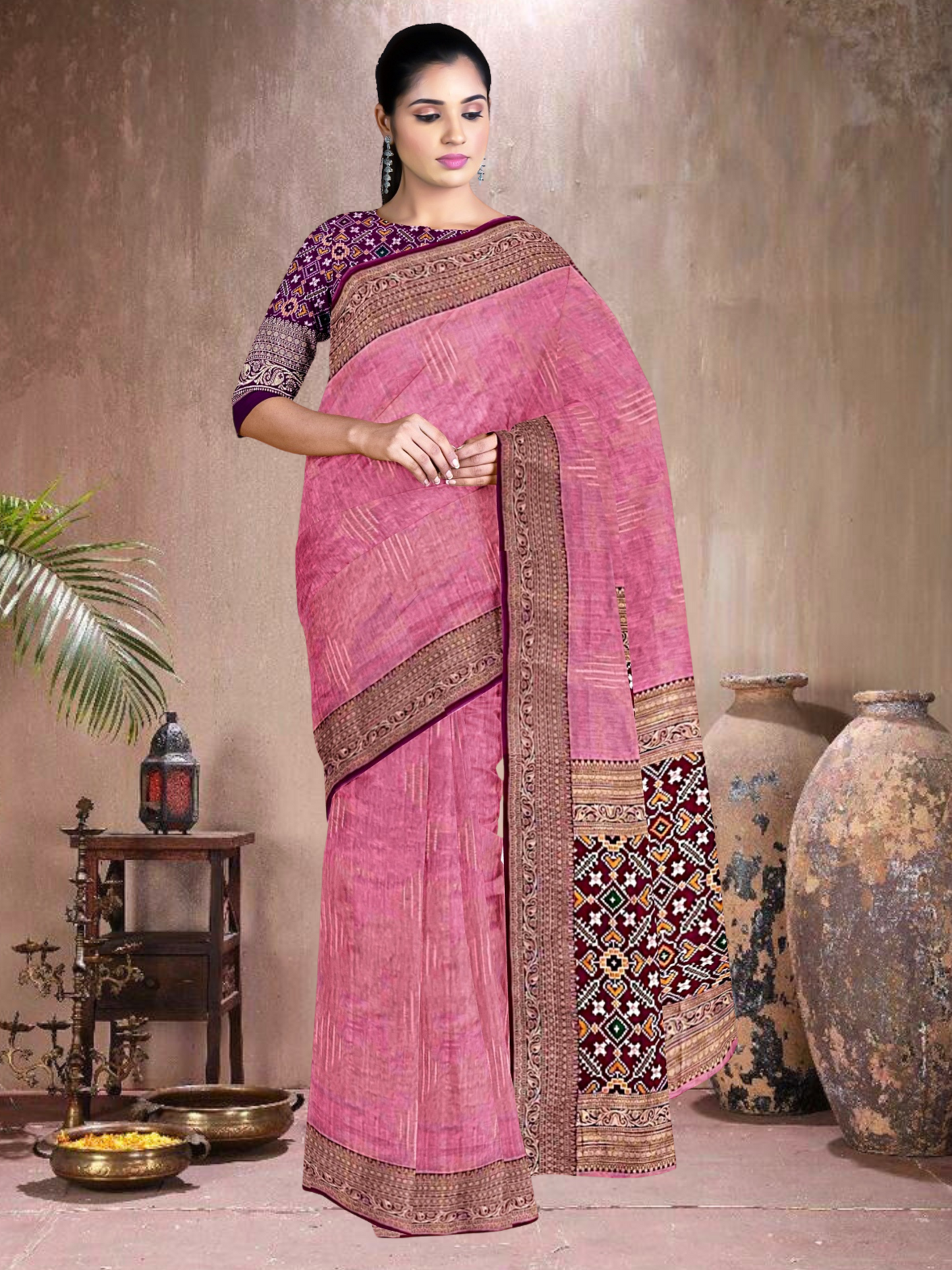 Pink-Purple Charm – Tussar Silk Saree (PI-PU-K20F15)