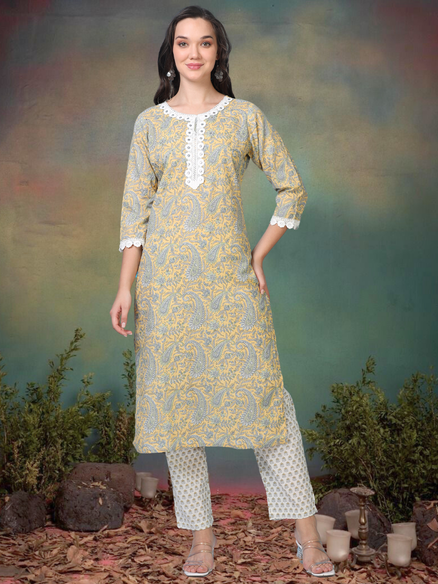 Mosaic Masti – Yellow Printed Cotton 3-Piece Set (2TP-4-C21)