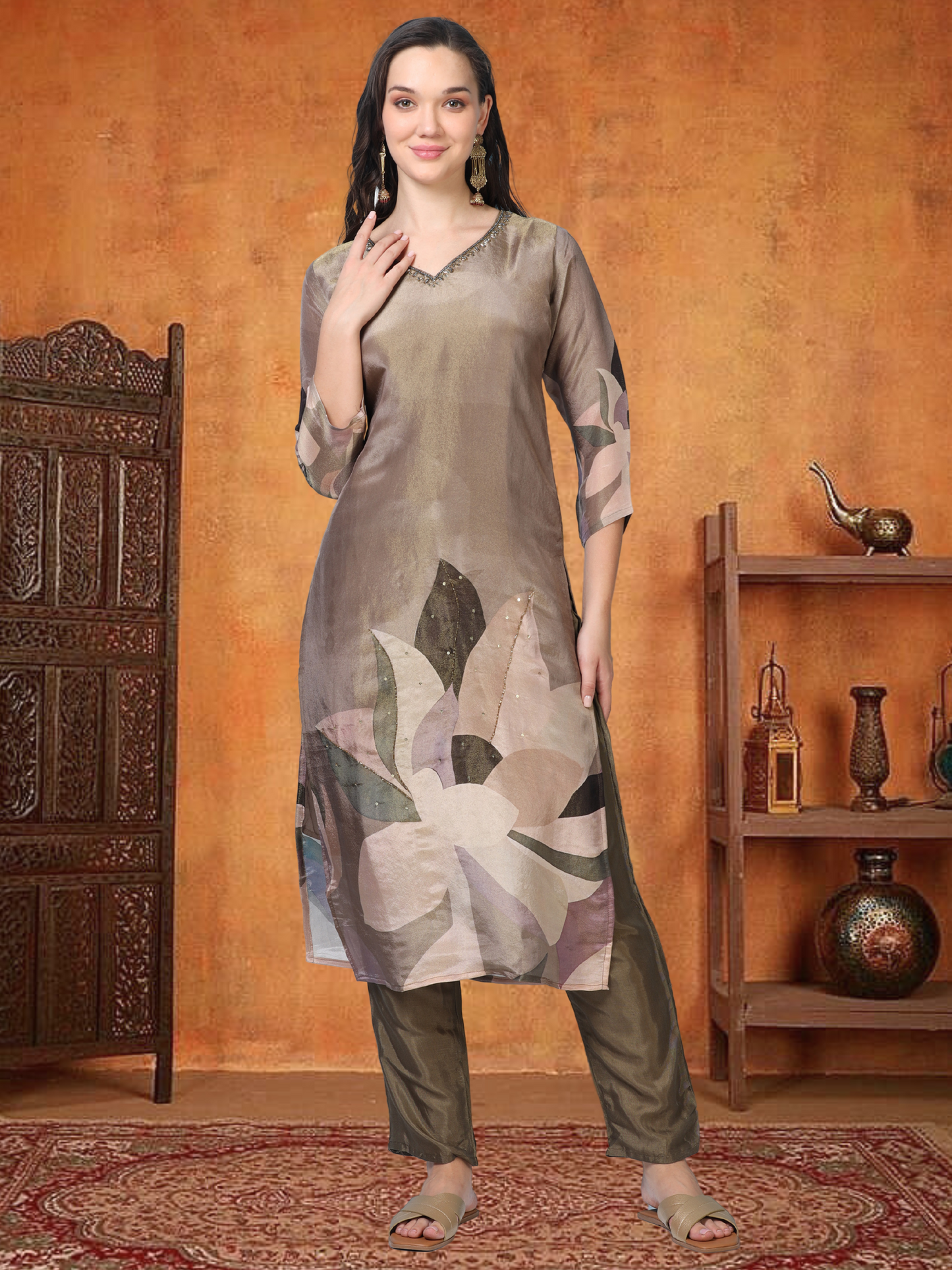 Mocha Muse – Brown Tissue Viscose 3-Piece Set (1KI-5-C13)