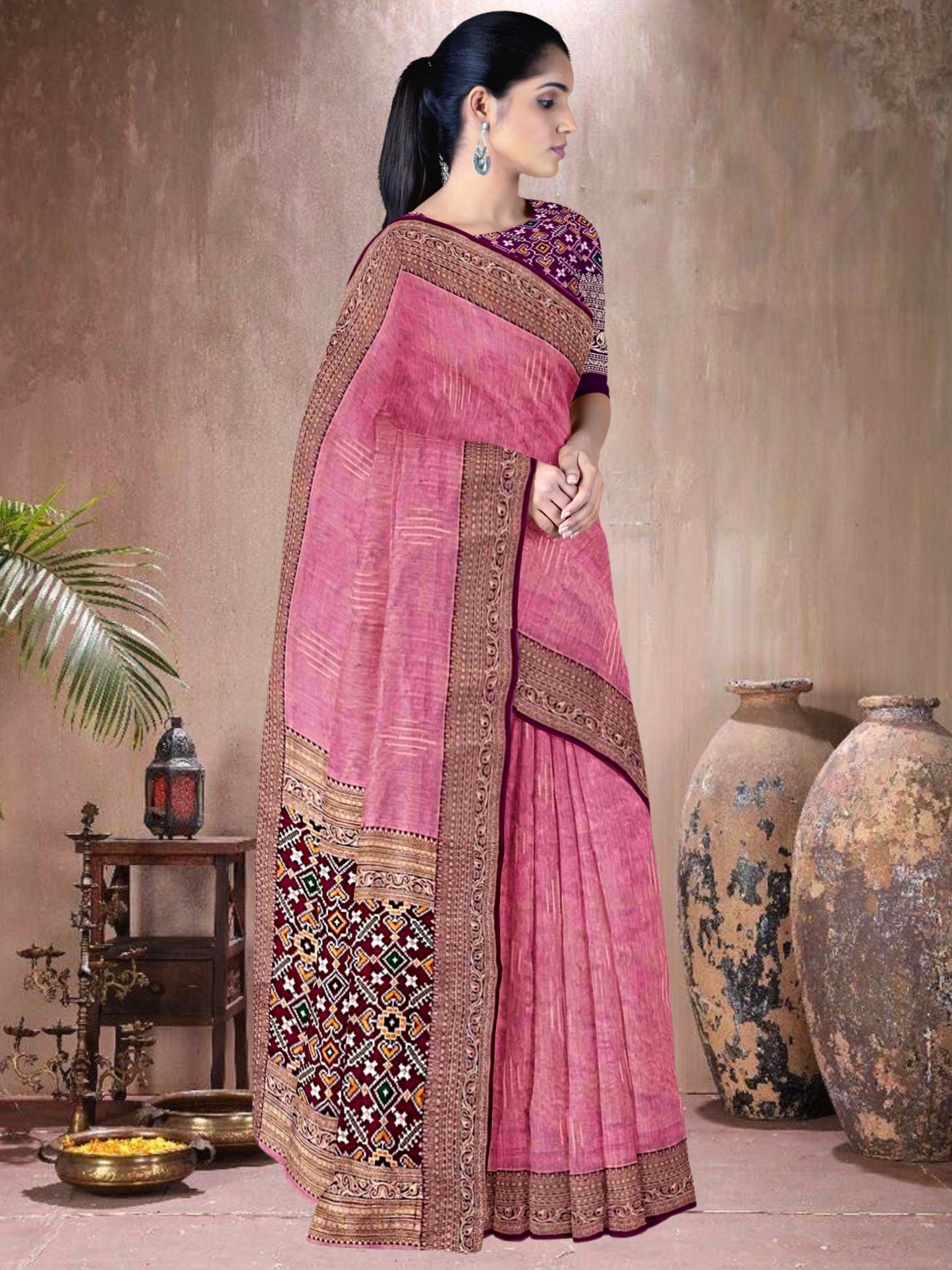 Pink-Purple Charm – Tussar Silk Saree (PI-PU-K20F15)