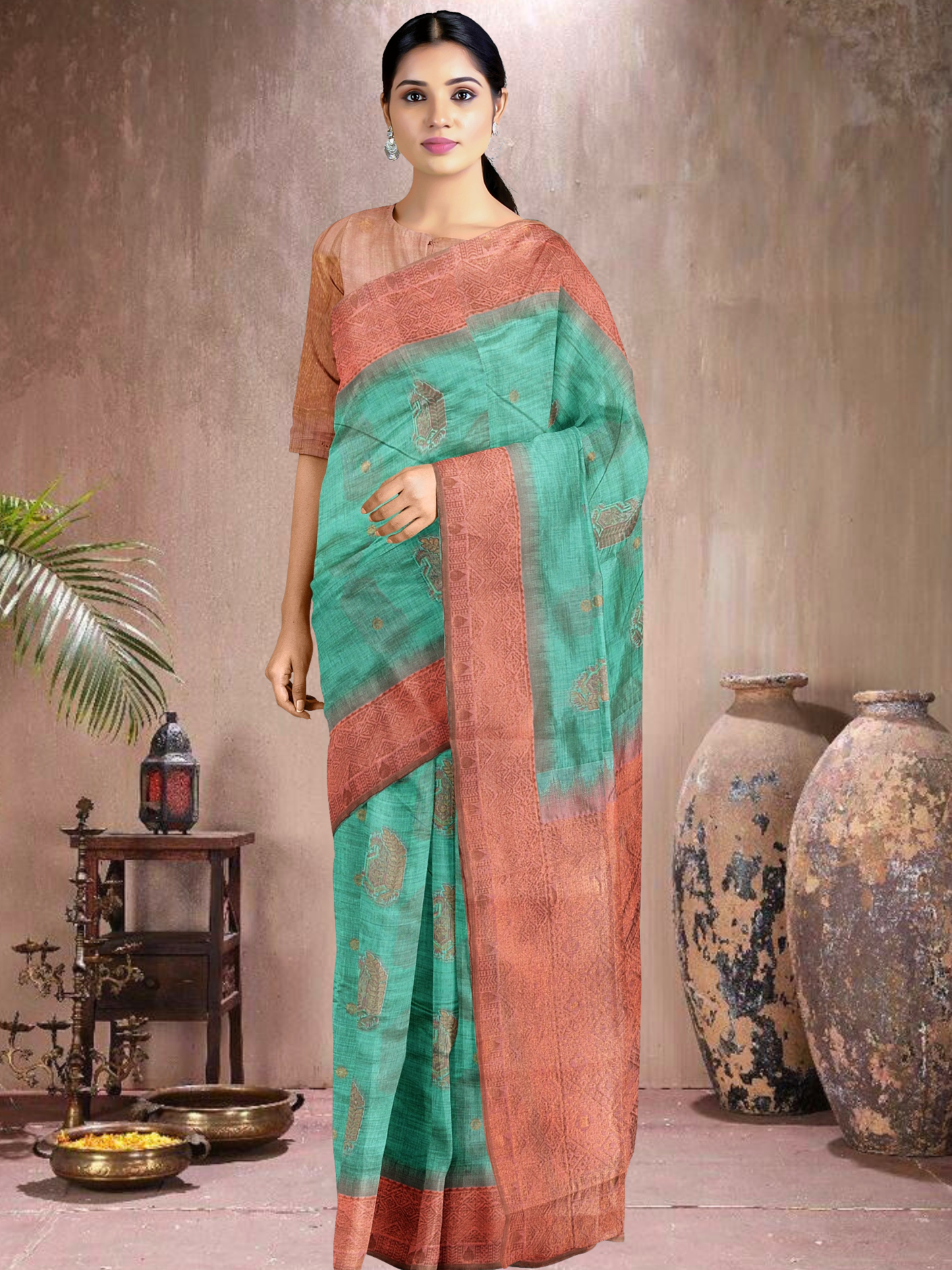 Rama Glow Cotton Blend Saree (RM-PC-514005-3)