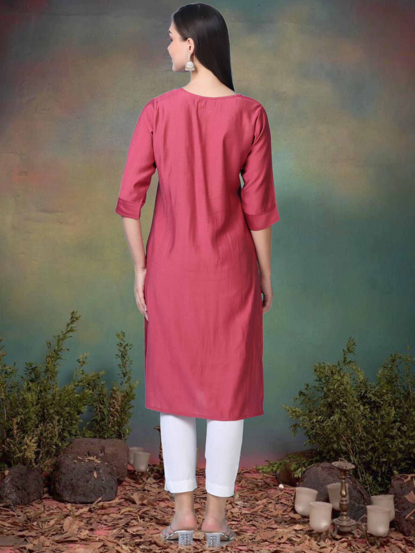 Red Radiance – Mirrorwork Cotton Kurti (1JD-2-A8)