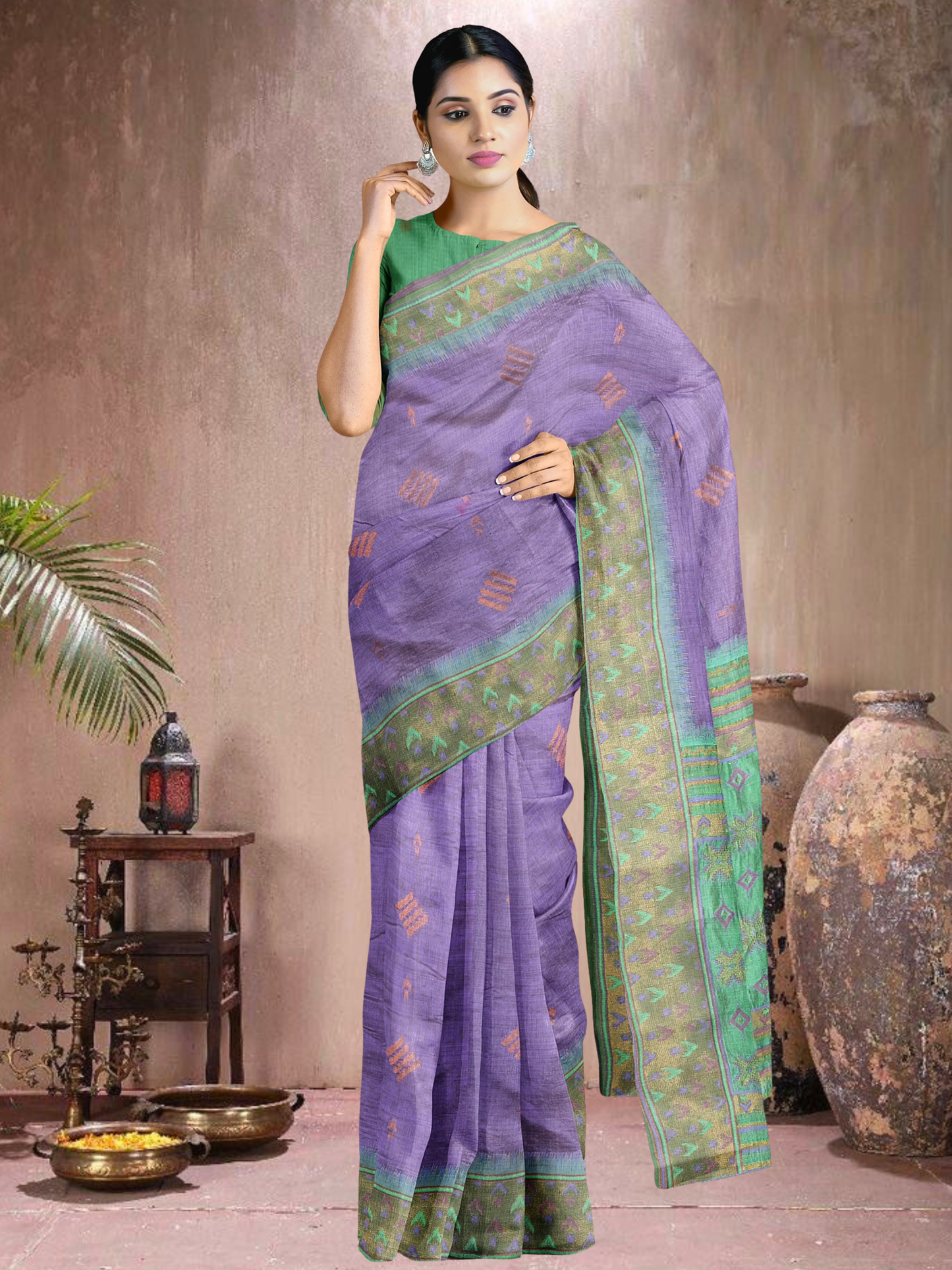 Lavender Lush Cotton Blend Saree (L-RM-514005-1)