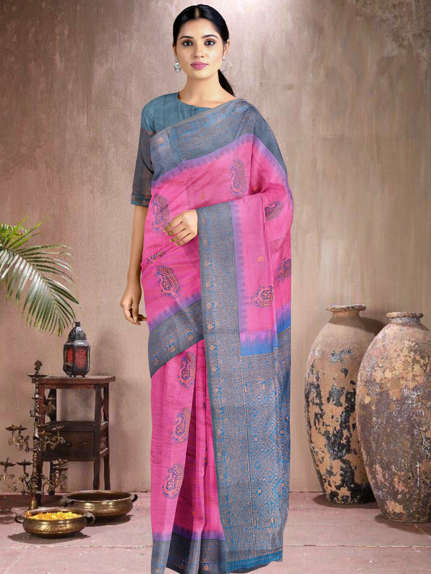 Blush Bloom Cotton Blend Saree (PI-BL-514005-3)