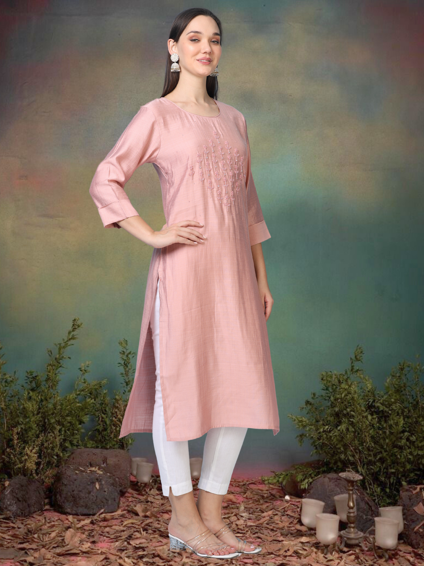 Pretty Please – Baby Pink Raw Silk Kurti (1KB-2-A8)